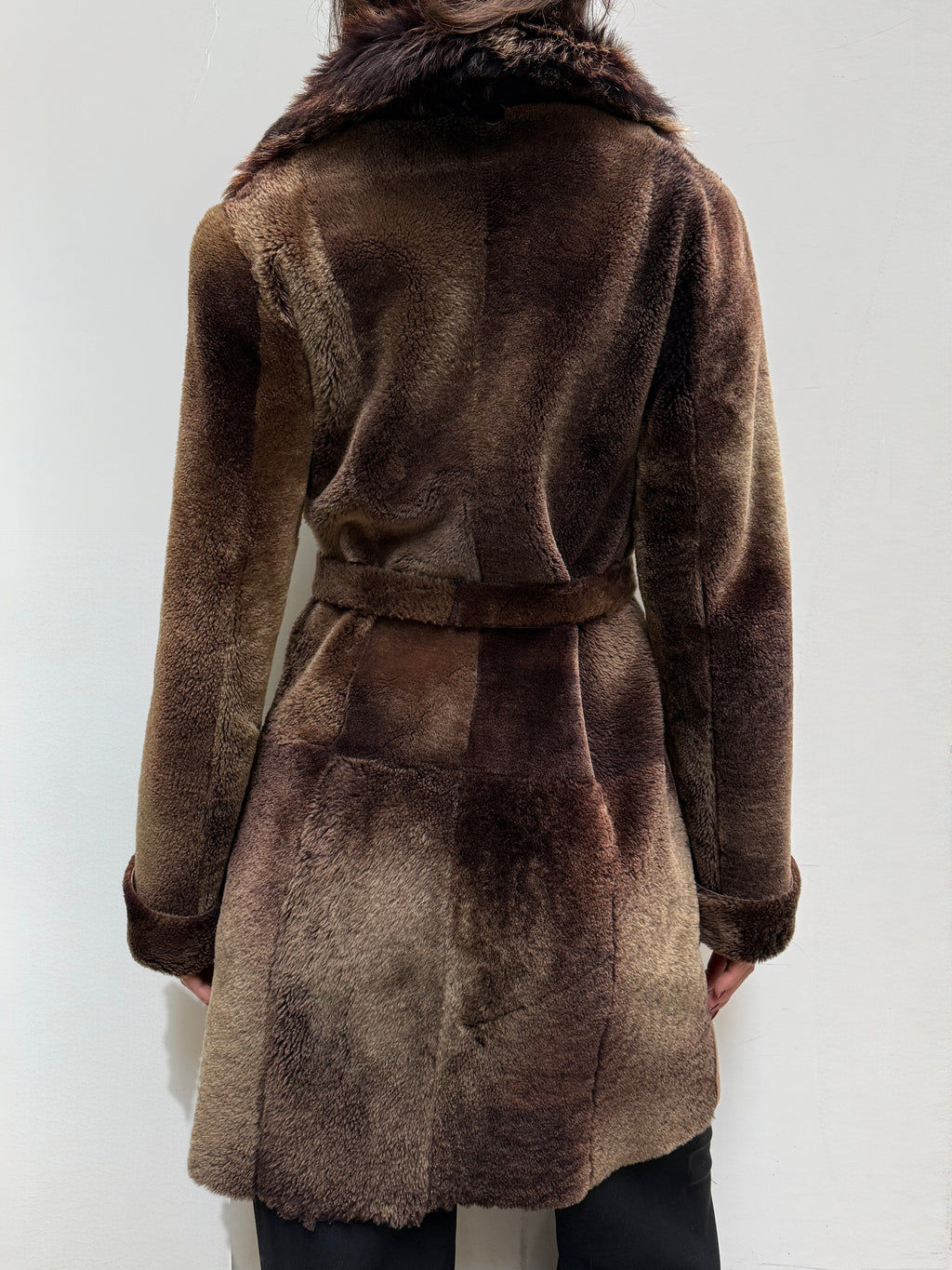 Vintage 100% Genuine Lamb Shearling & Leather Reversible Hoodie Coat M