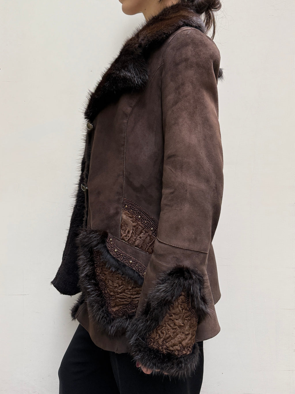 Vintage 100% Genuine Lamb Shearling & Leather, Mink, Persian Lamb Coat S