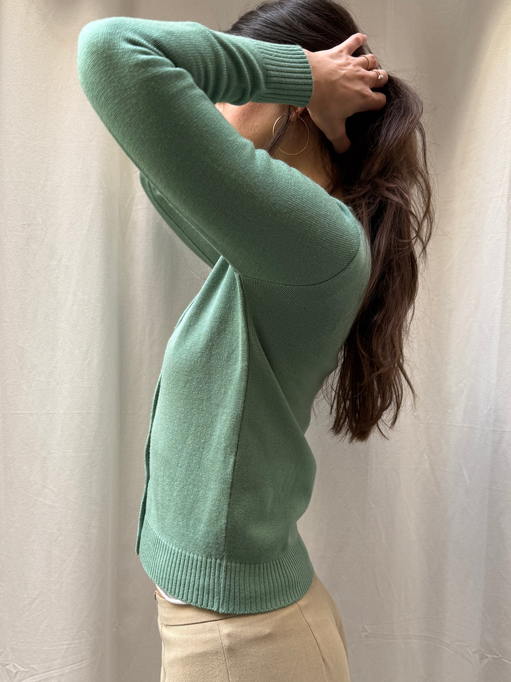 Vintage Teal Wool Knit Cardigan S