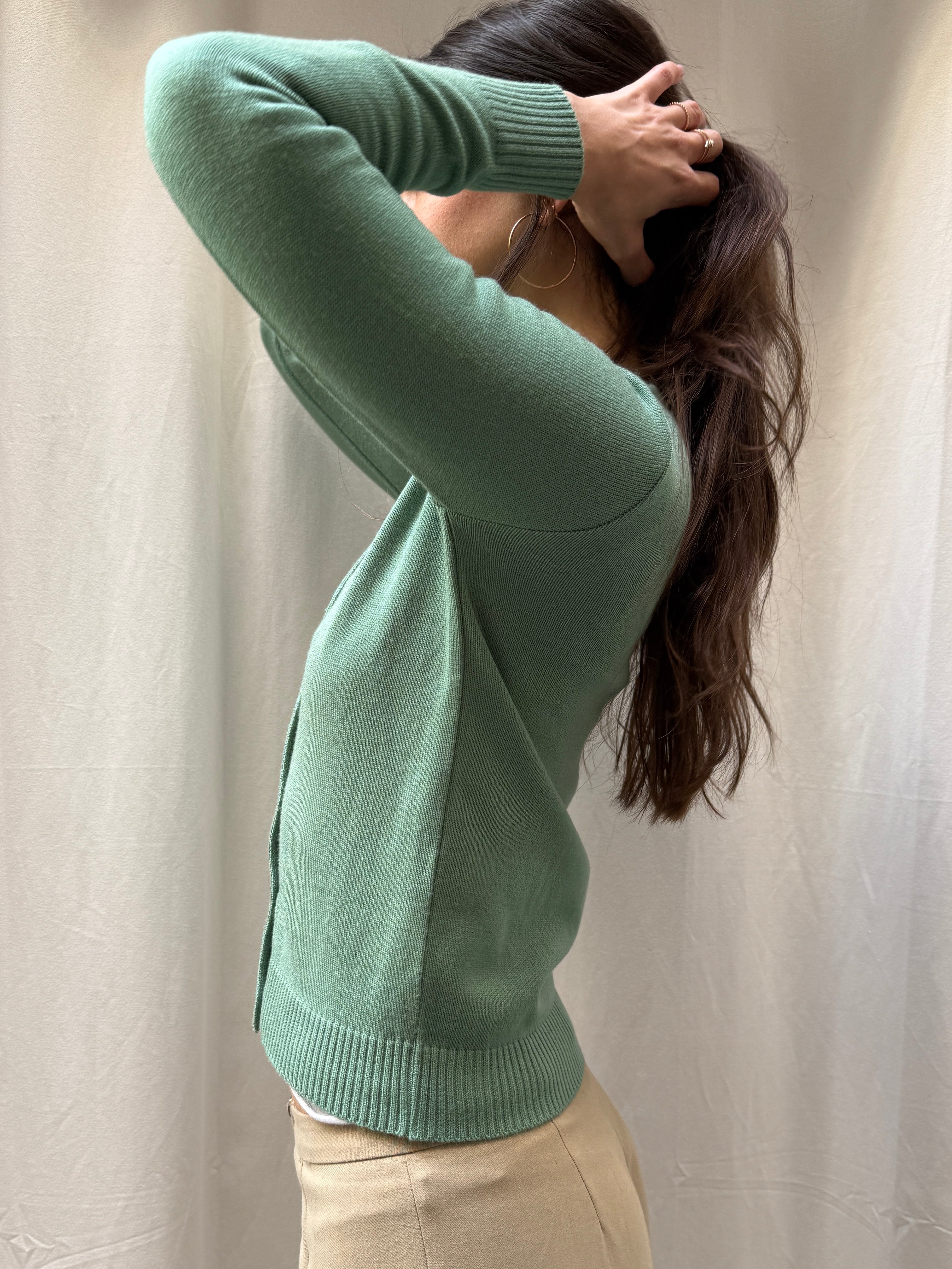 Vintage Teal Wool Knit Cardigan S