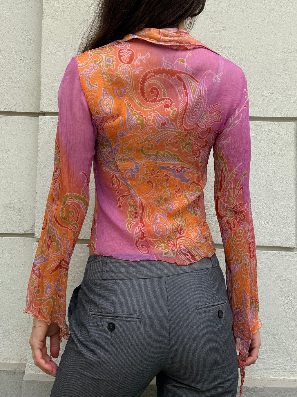 Vintage 100% Silk Button Down Paisley Blouse S