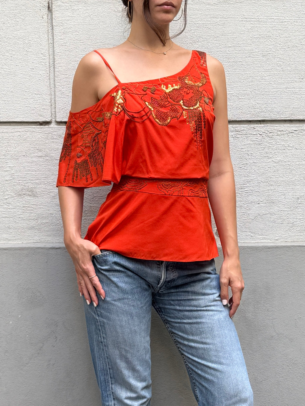 Vintage Y2K Karen Millen 100% Silk Asymmetrical Blouse S