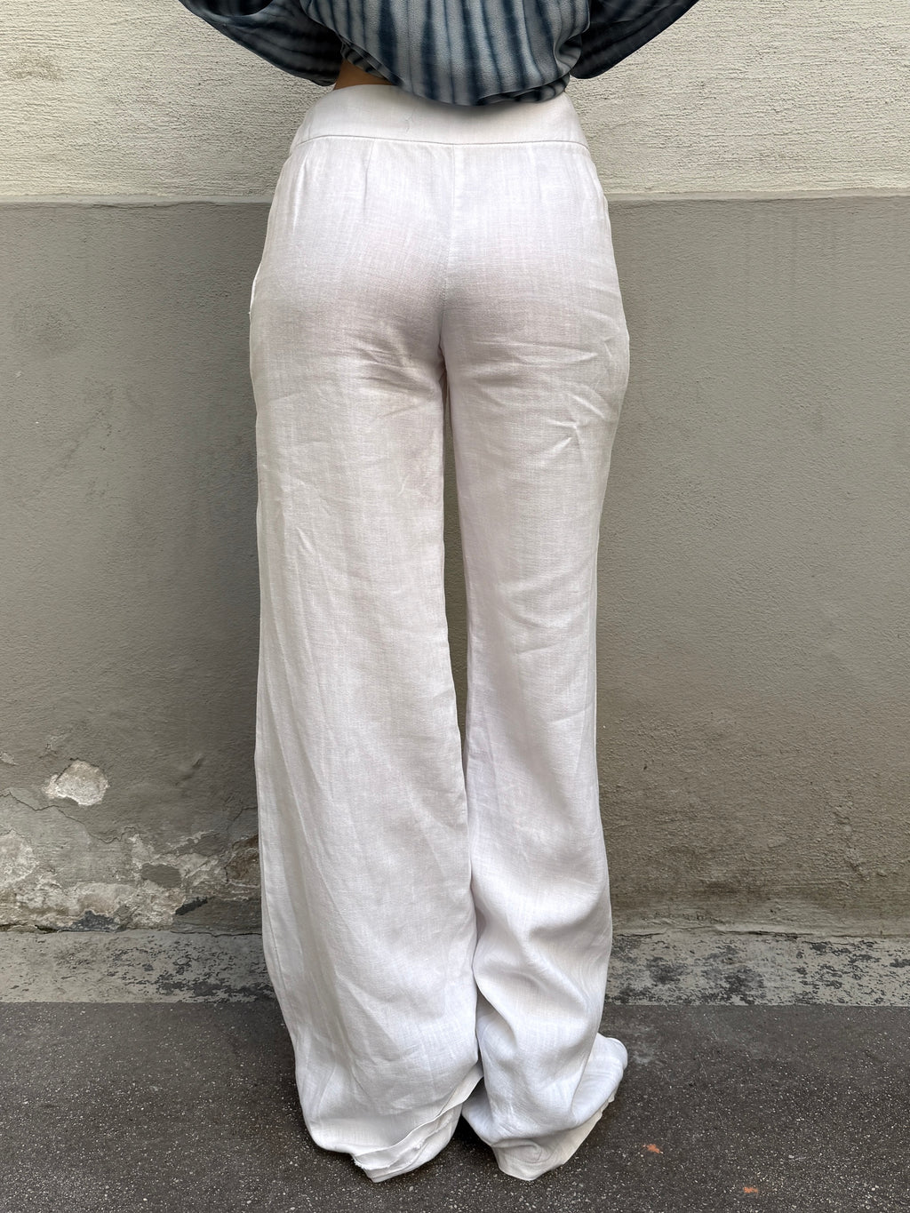 Vintage 100% Linen White Wide Leg Trousers XS/S
