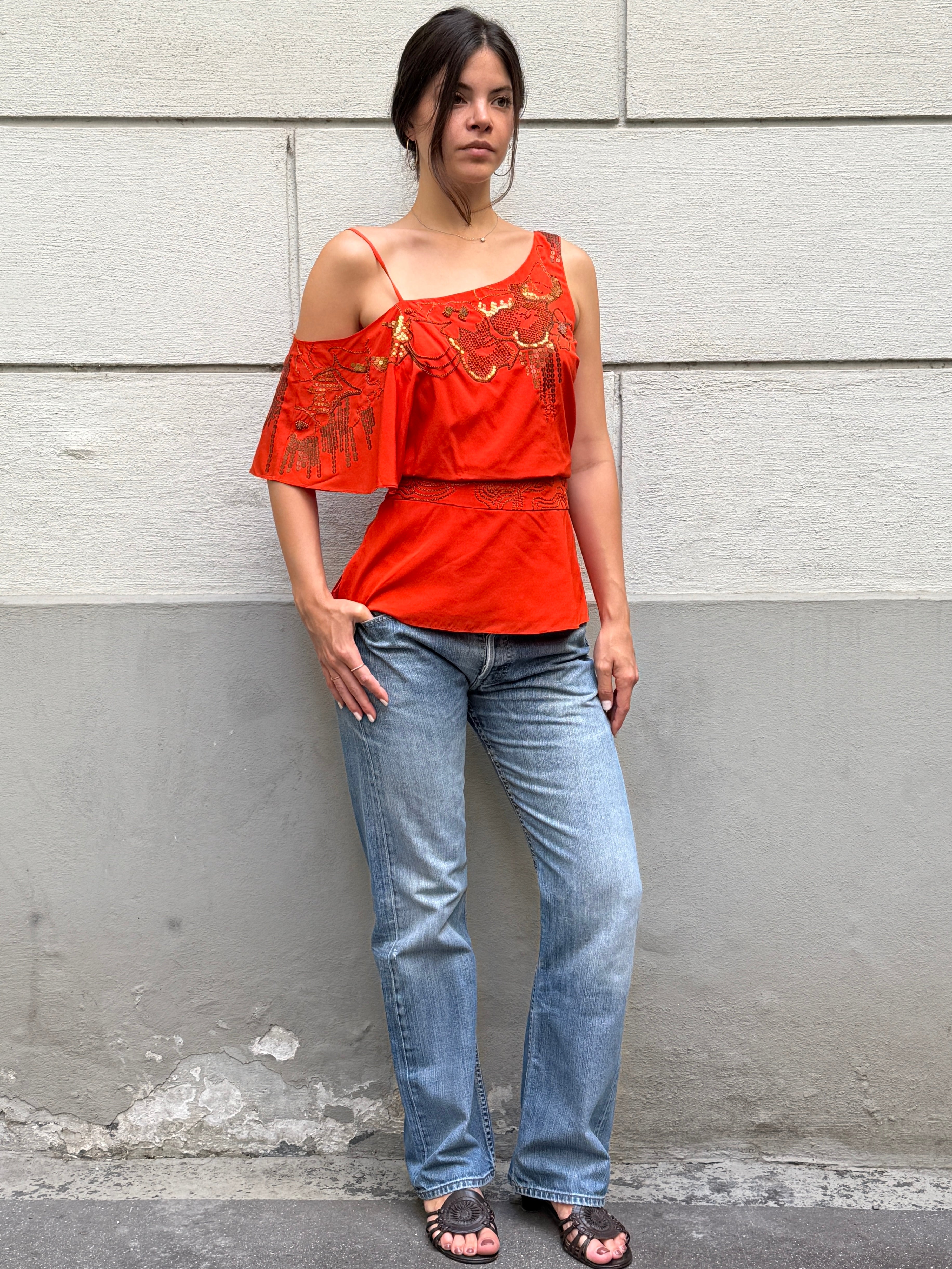 Vintage Y2K Karen Millen 100% Silk Asymmetrical Blouse S