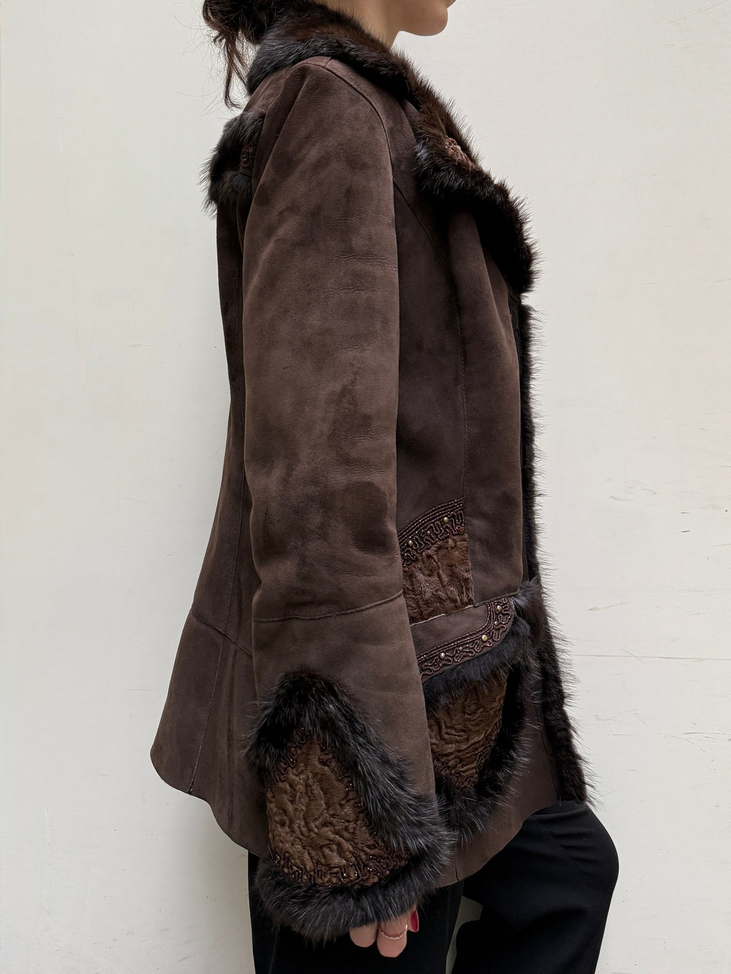 Vintage 100% Genuine Lamb Shearling & Leather, Mink, Persian Lamb Coat S