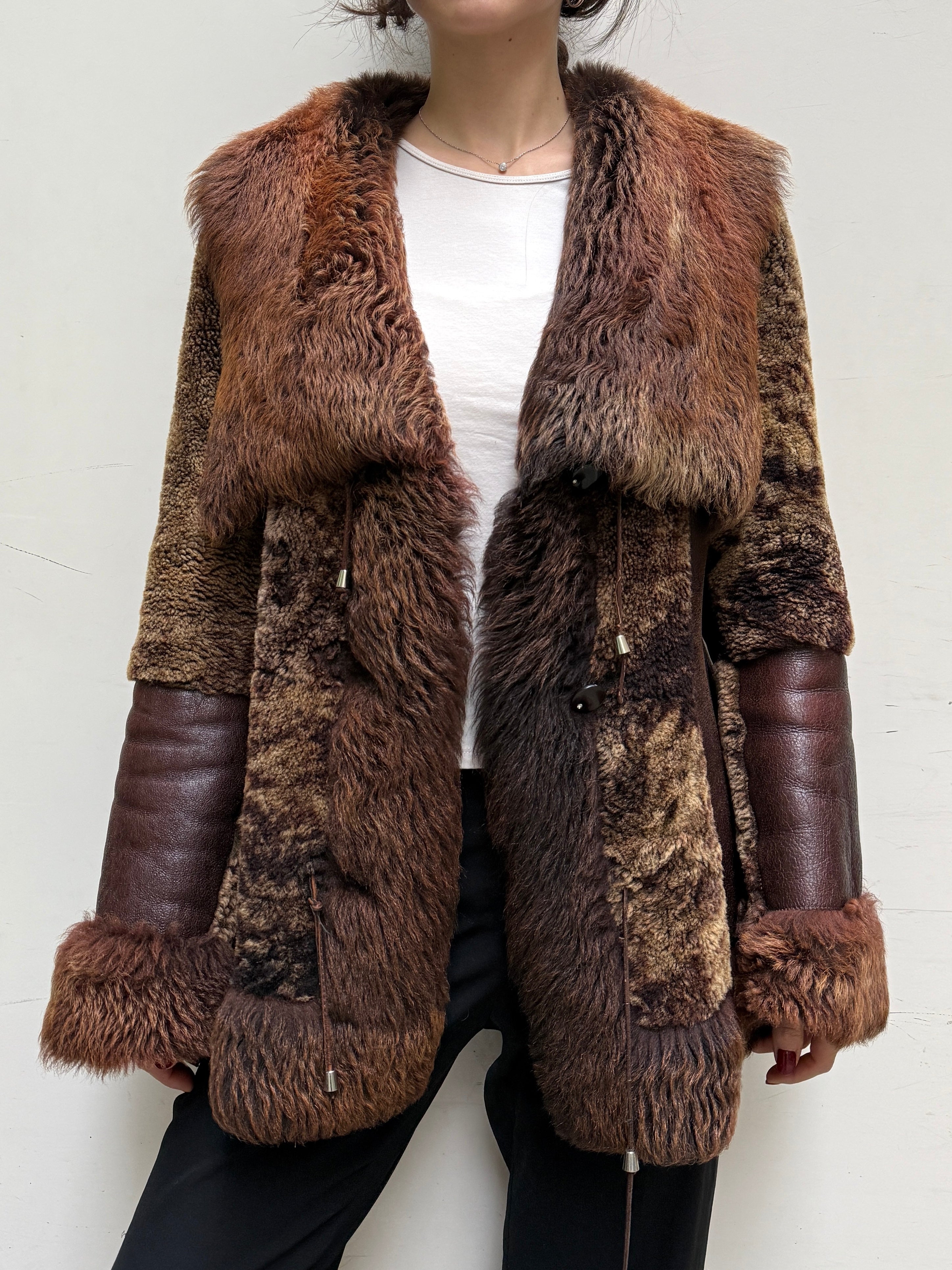 Vintage 100% Genuine Lamb Shearling Leather Coat M