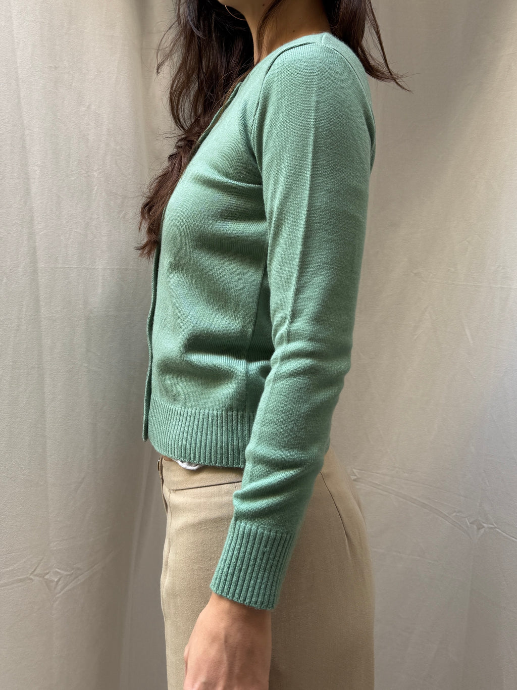 Vintage Teal Wool Knit Cardigan S