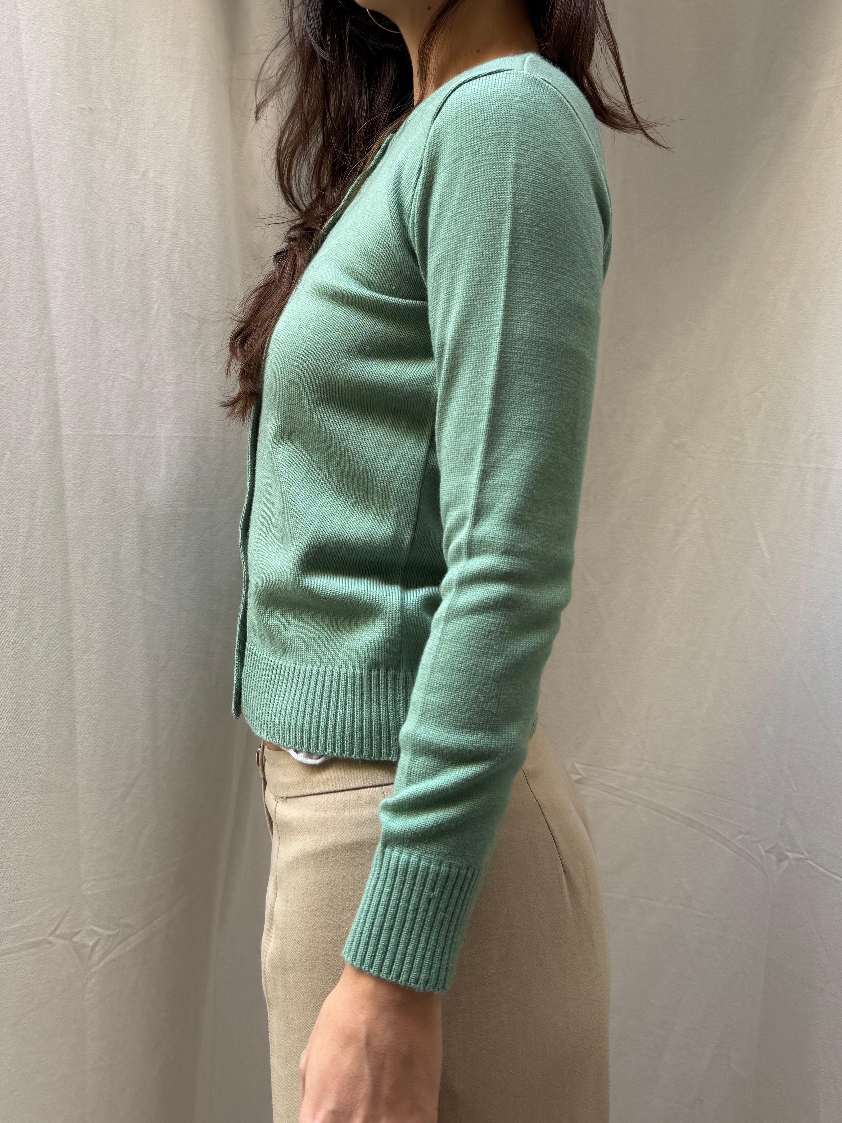 Vintage Teal Wool Knit Cardigan S