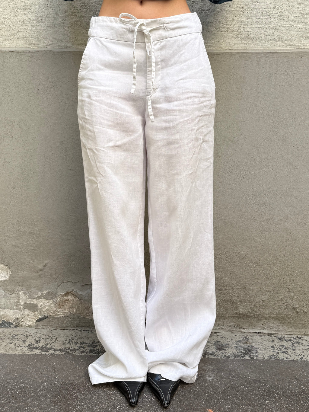 Vintage 100% Linen White Wide Leg Trousers XS/S