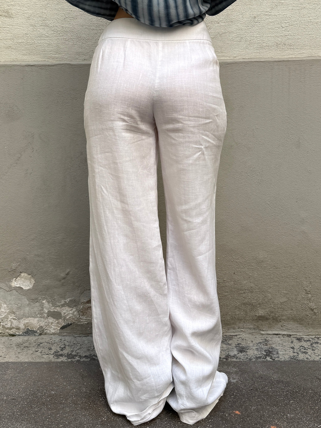Vintage 100% Linen White Wide Leg Trousers XS/S