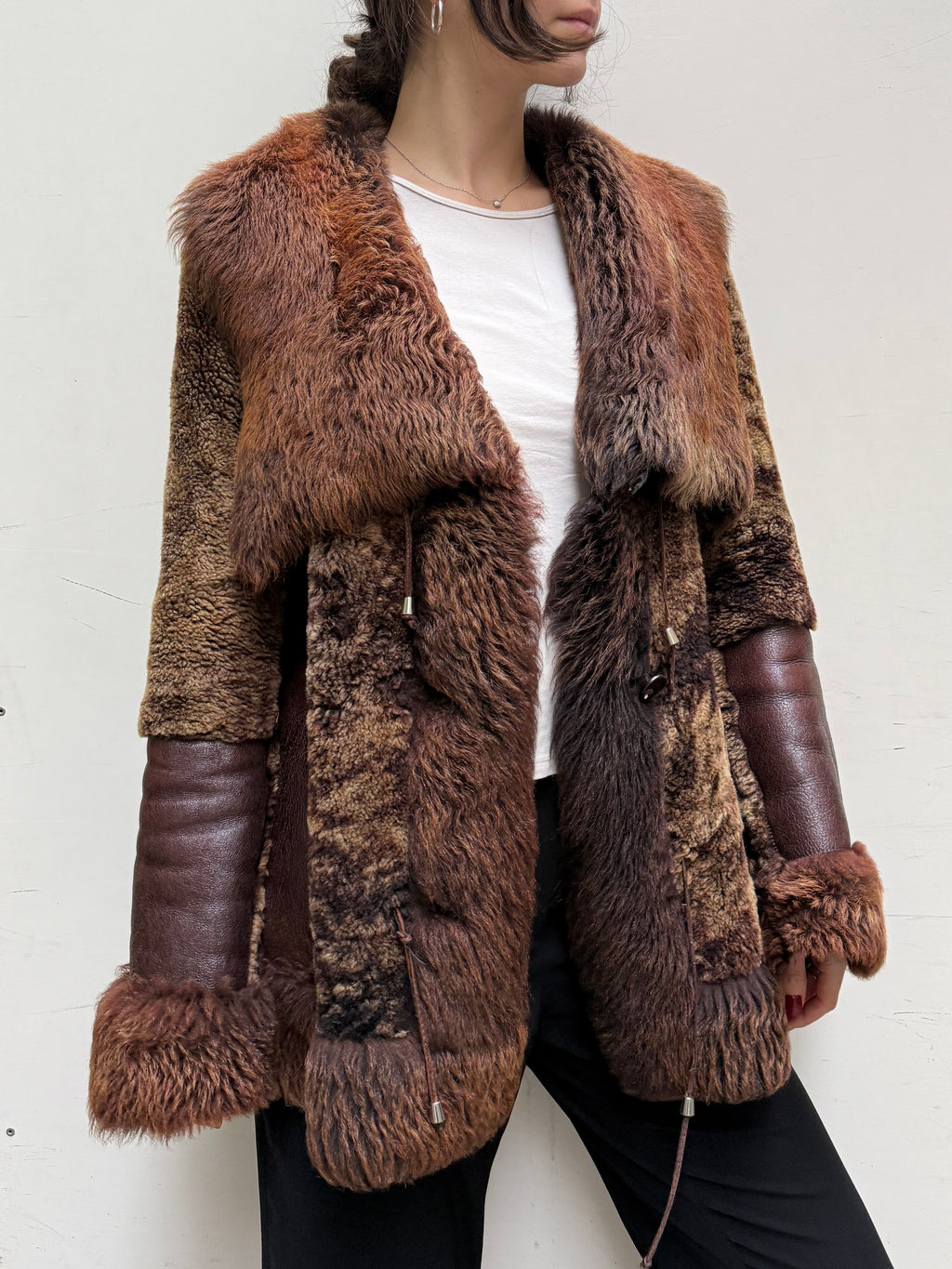 Vintage 100% Genuine Lamb Shearling Leather Coat M