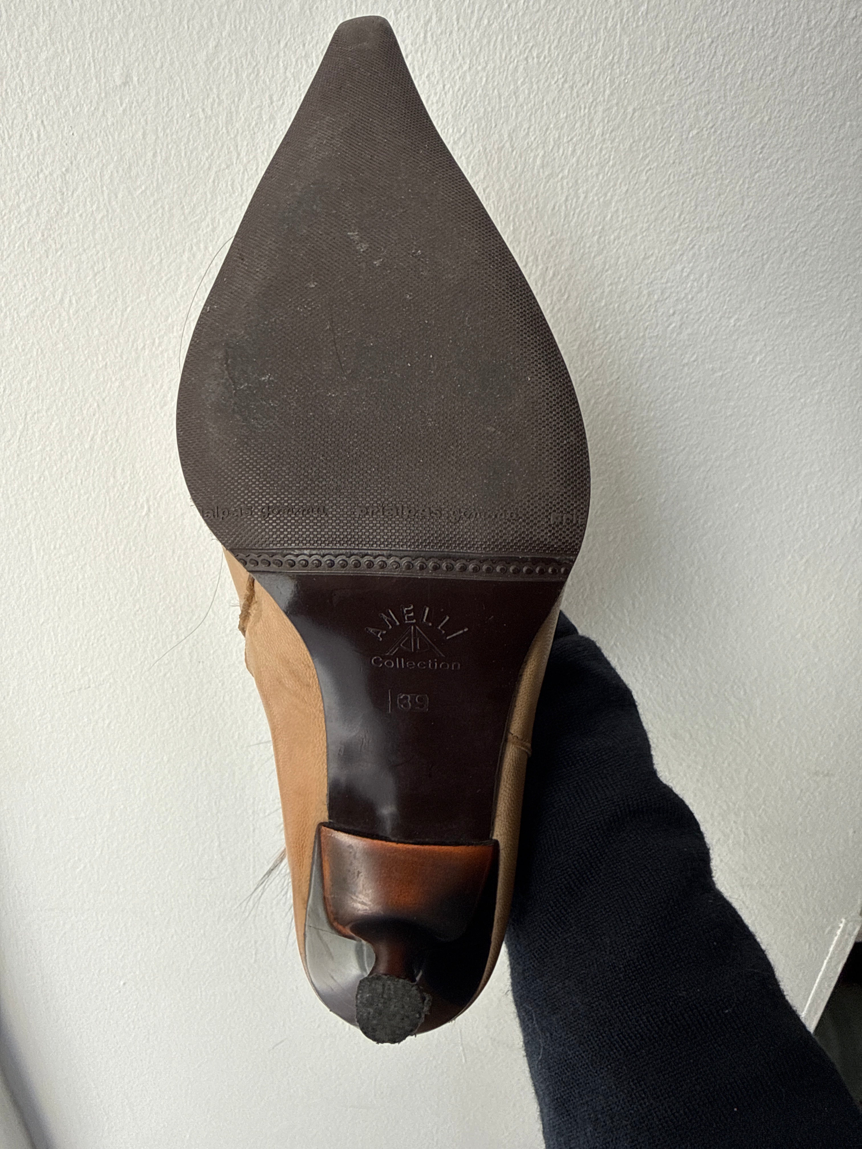 Vintage Y2K 100% Genuine Leather/Shearling & Fur Trim Boots EU 39