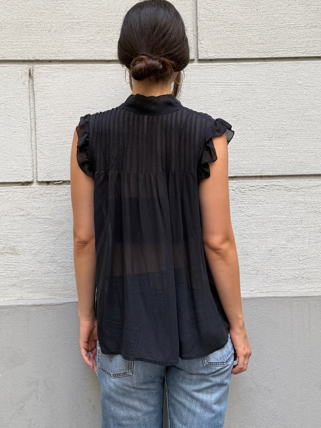 Vintage 100% Silk Black Blouse M