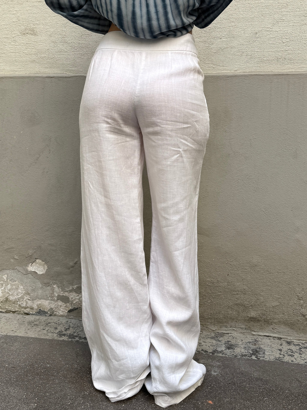 Vintage 100% Linen White Wide Leg Trousers XS/S