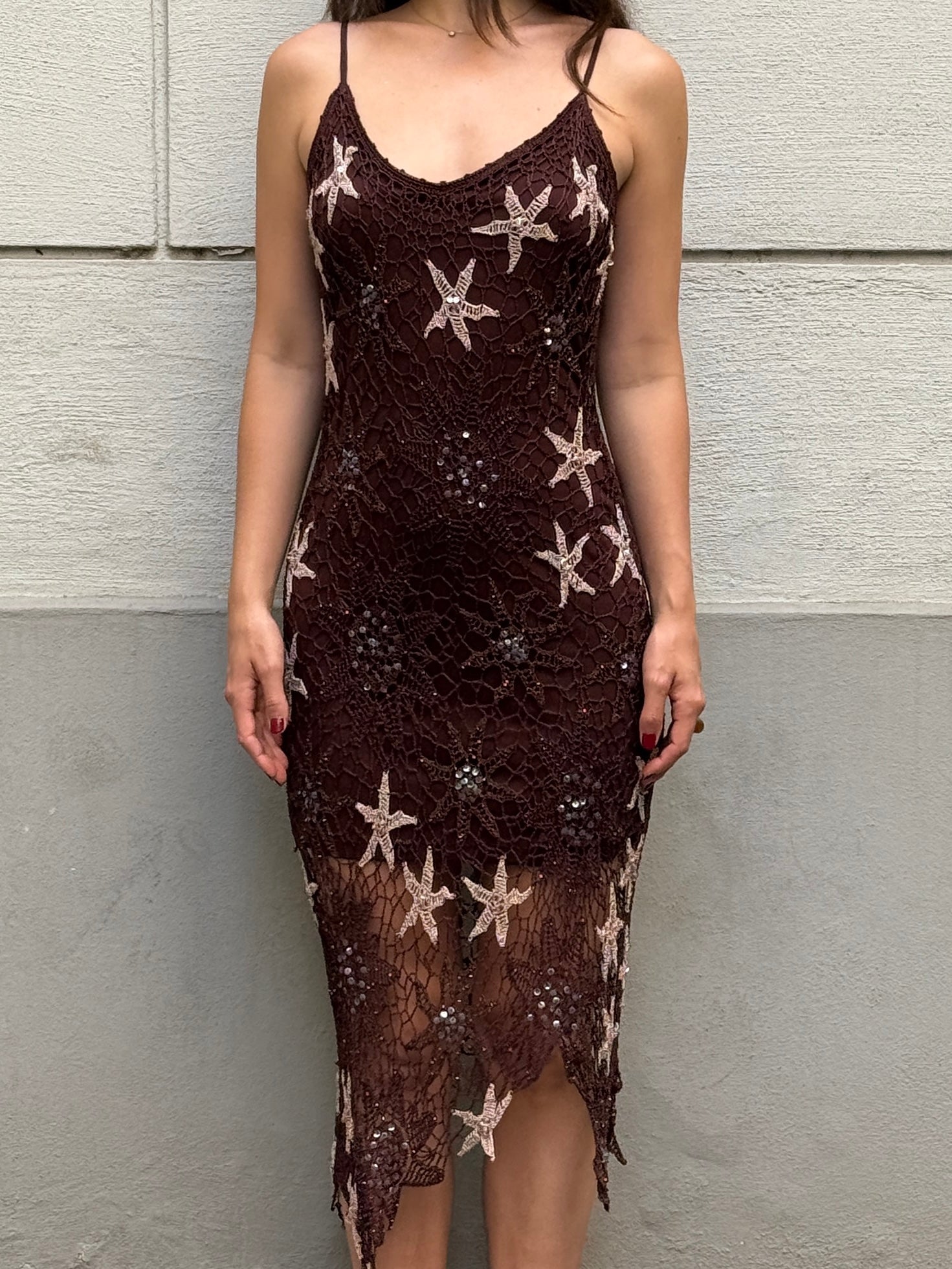 Vintage Y2K Star Mermaid Fairy Knit Crochet Dress S