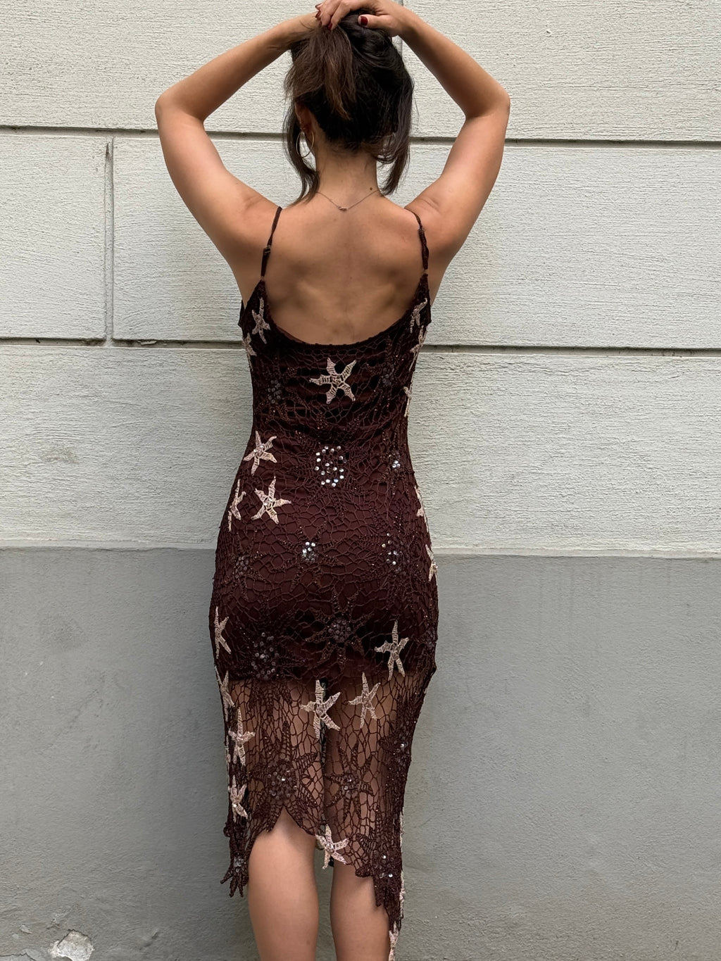 Vintage Y2K Star Mermaid Fairy Knit Crochet Dress S