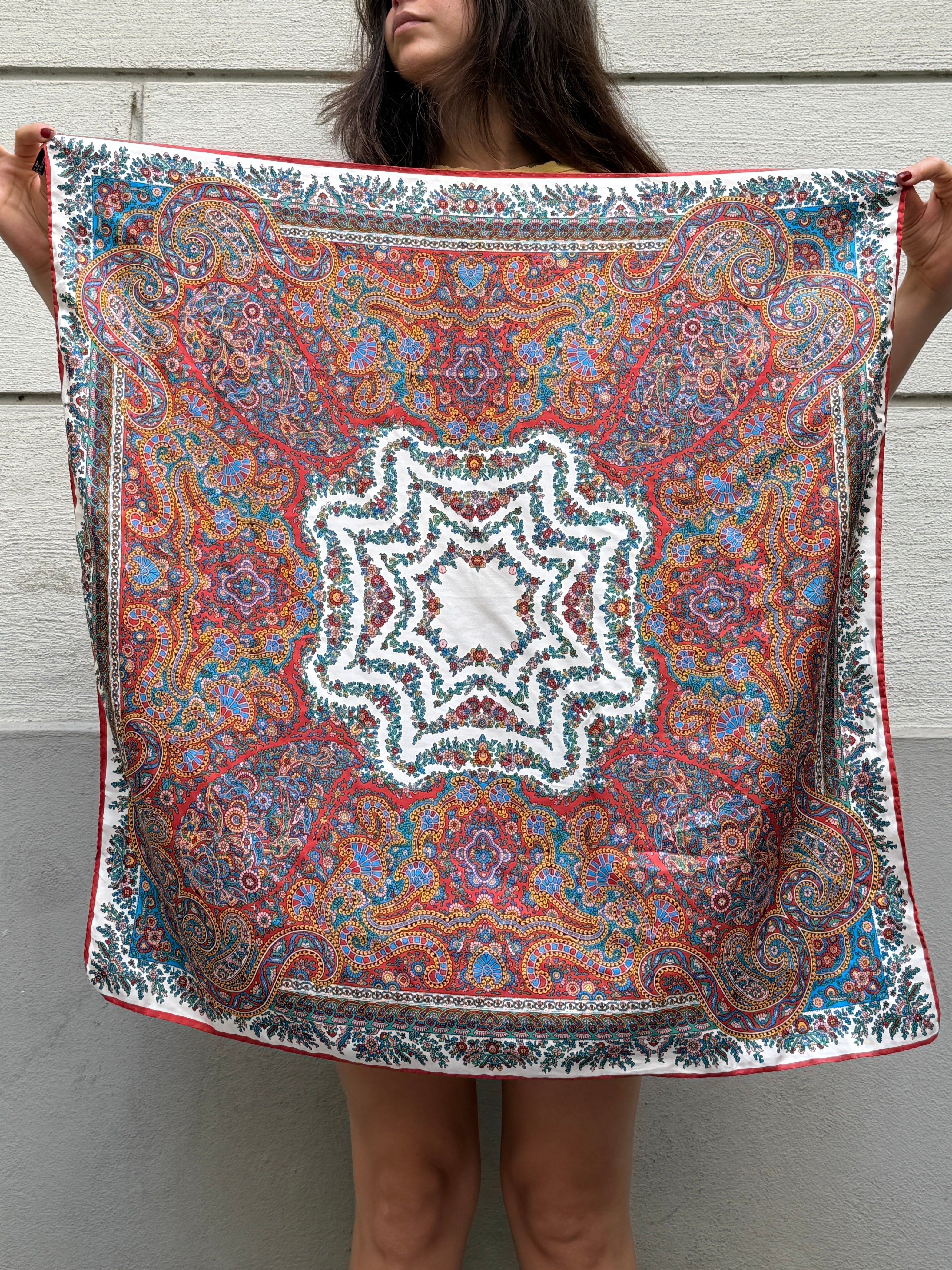 Vintage 100% Silk Paisley Scarf