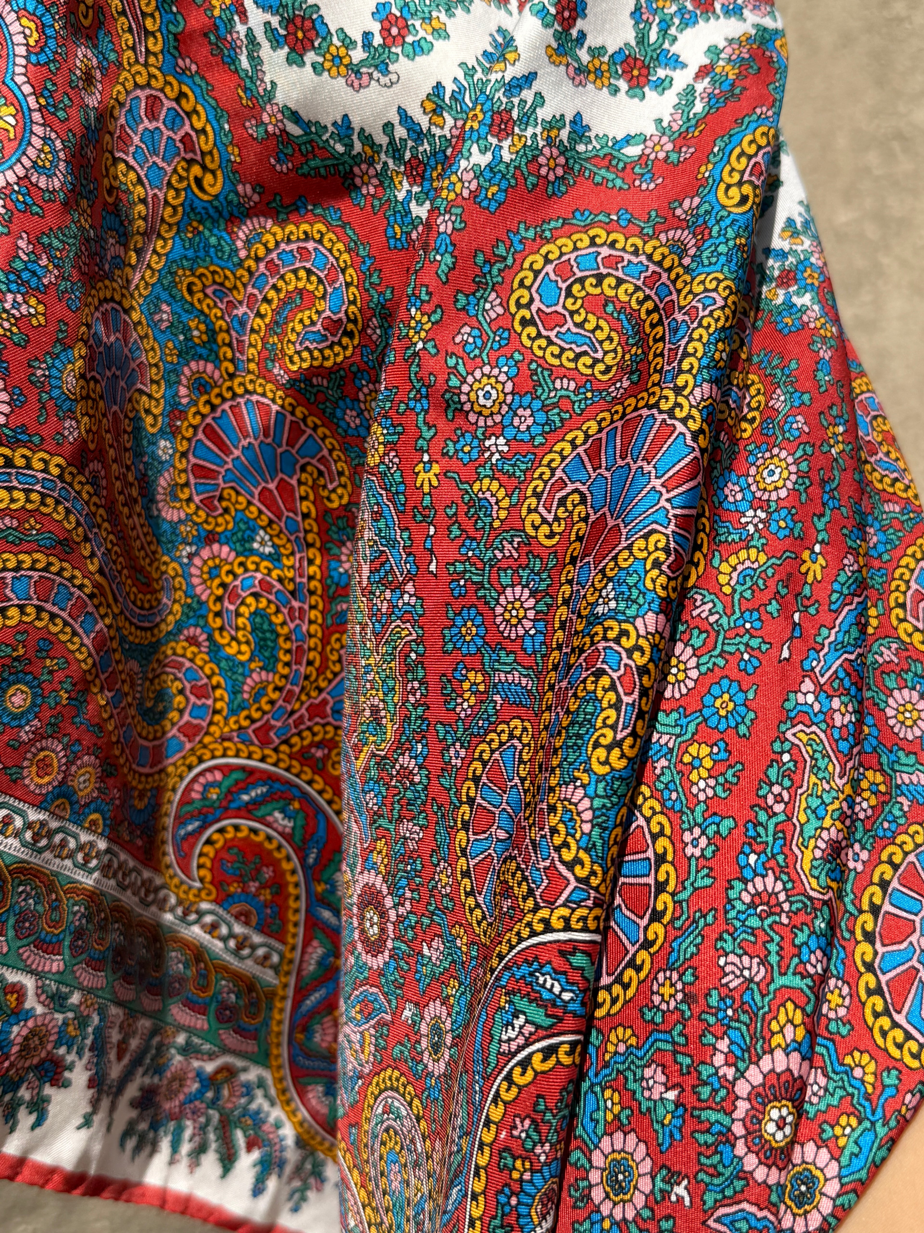 Vintage 100% Silk Paisley Scarf