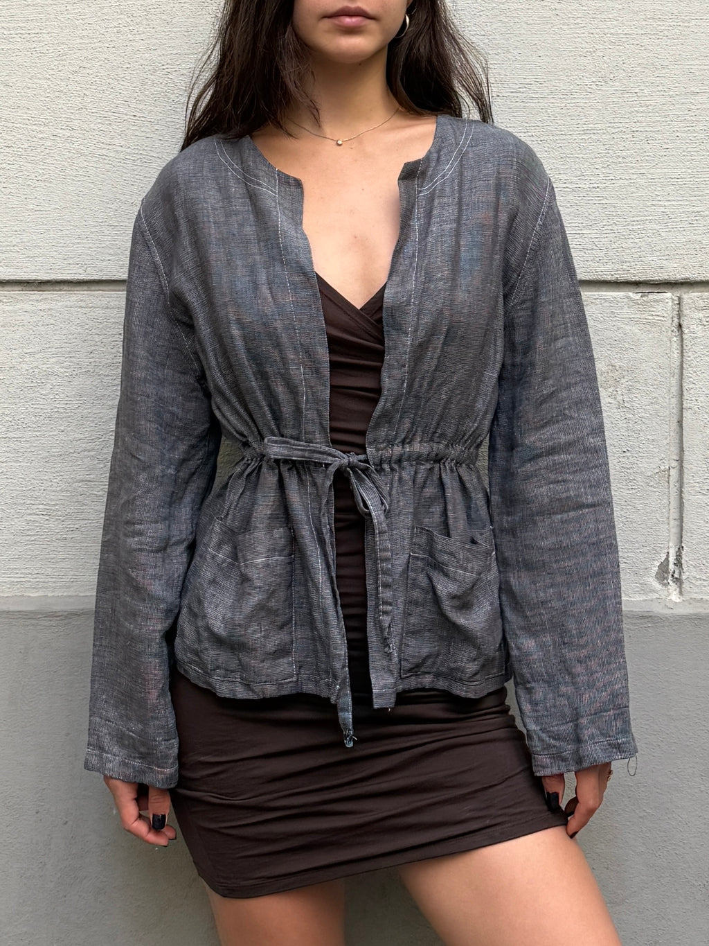 Vintage 100% Linen Dark Gray Jacket M