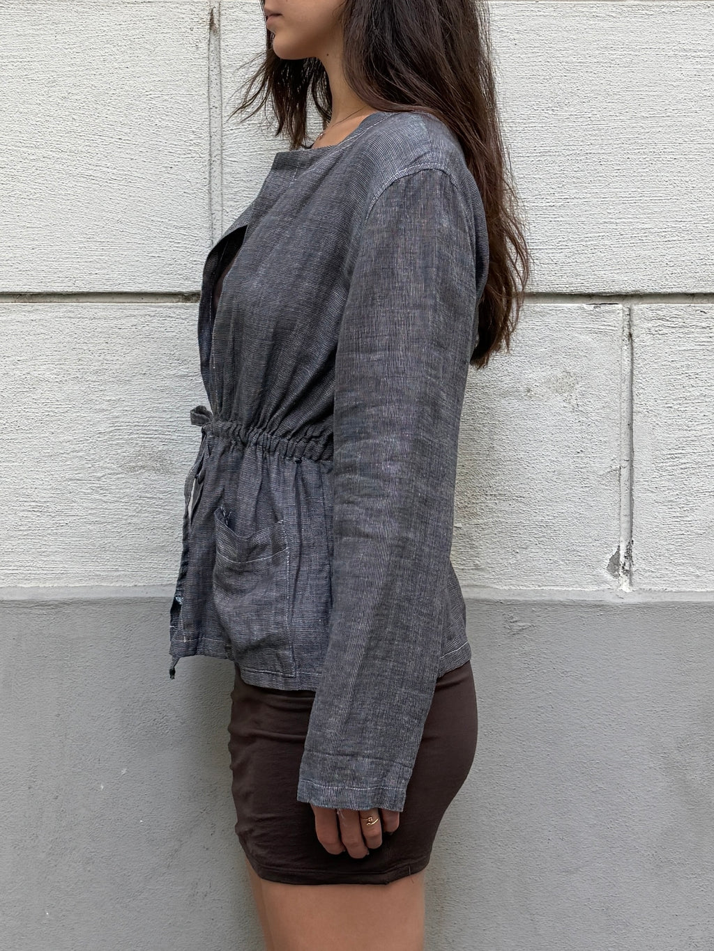 Vintage 100% Linen Dark Gray Jacket M