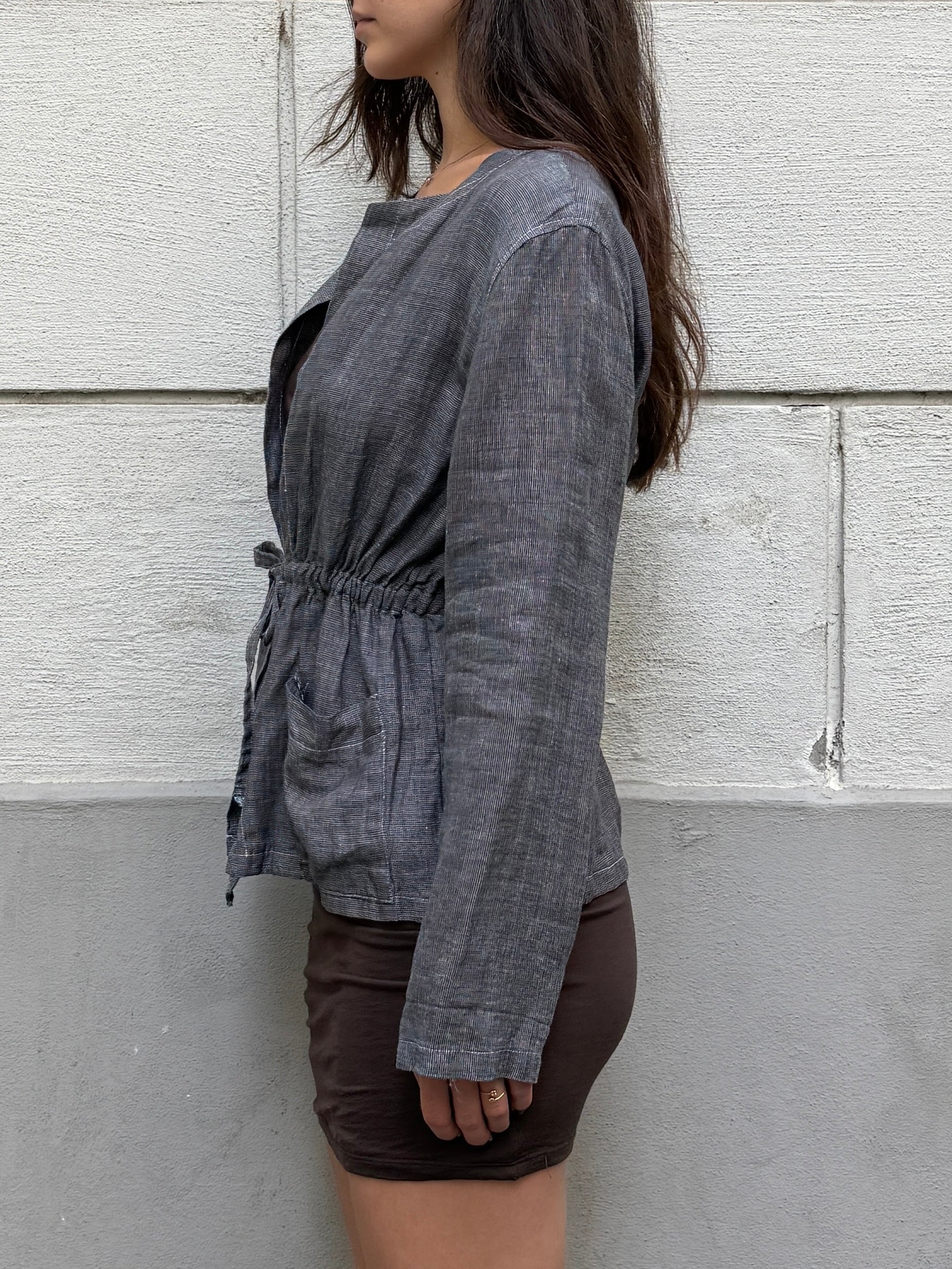 Vintage 100% Linen Dark Gray Jacket M