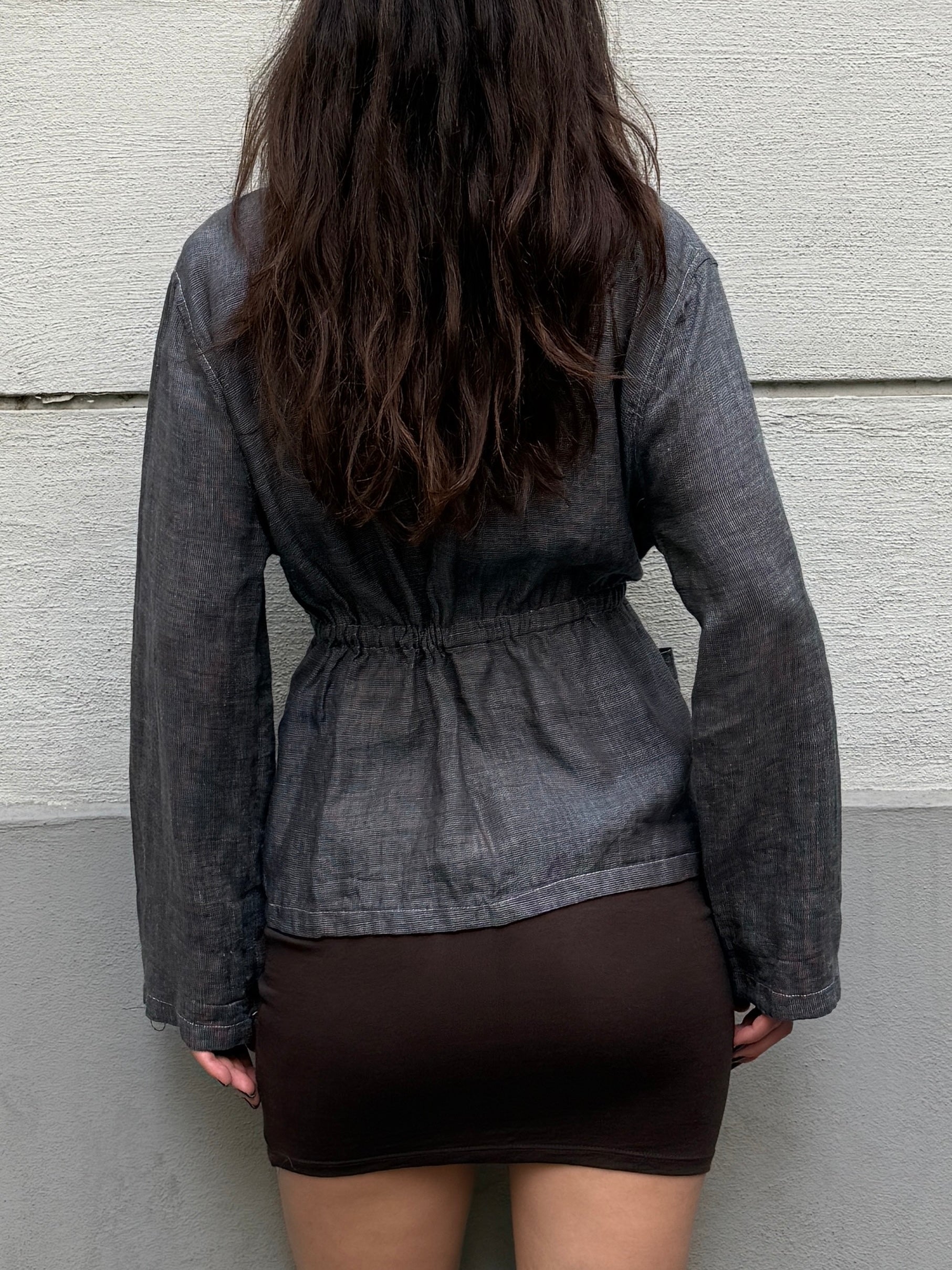 Vintage 100% Linen Dark Gray Jacket M