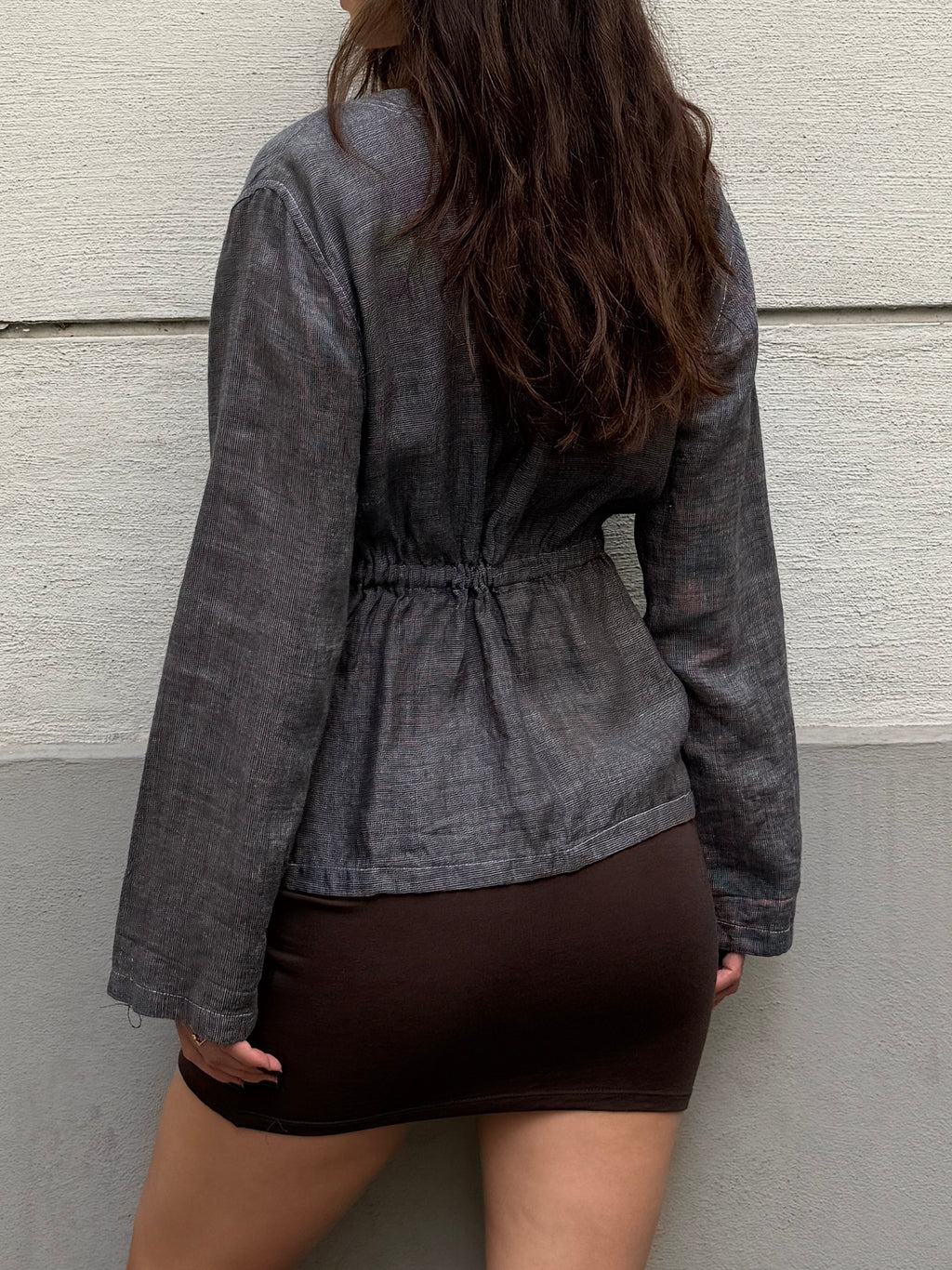 Vintage 100% Linen Dark Gray Jacket M