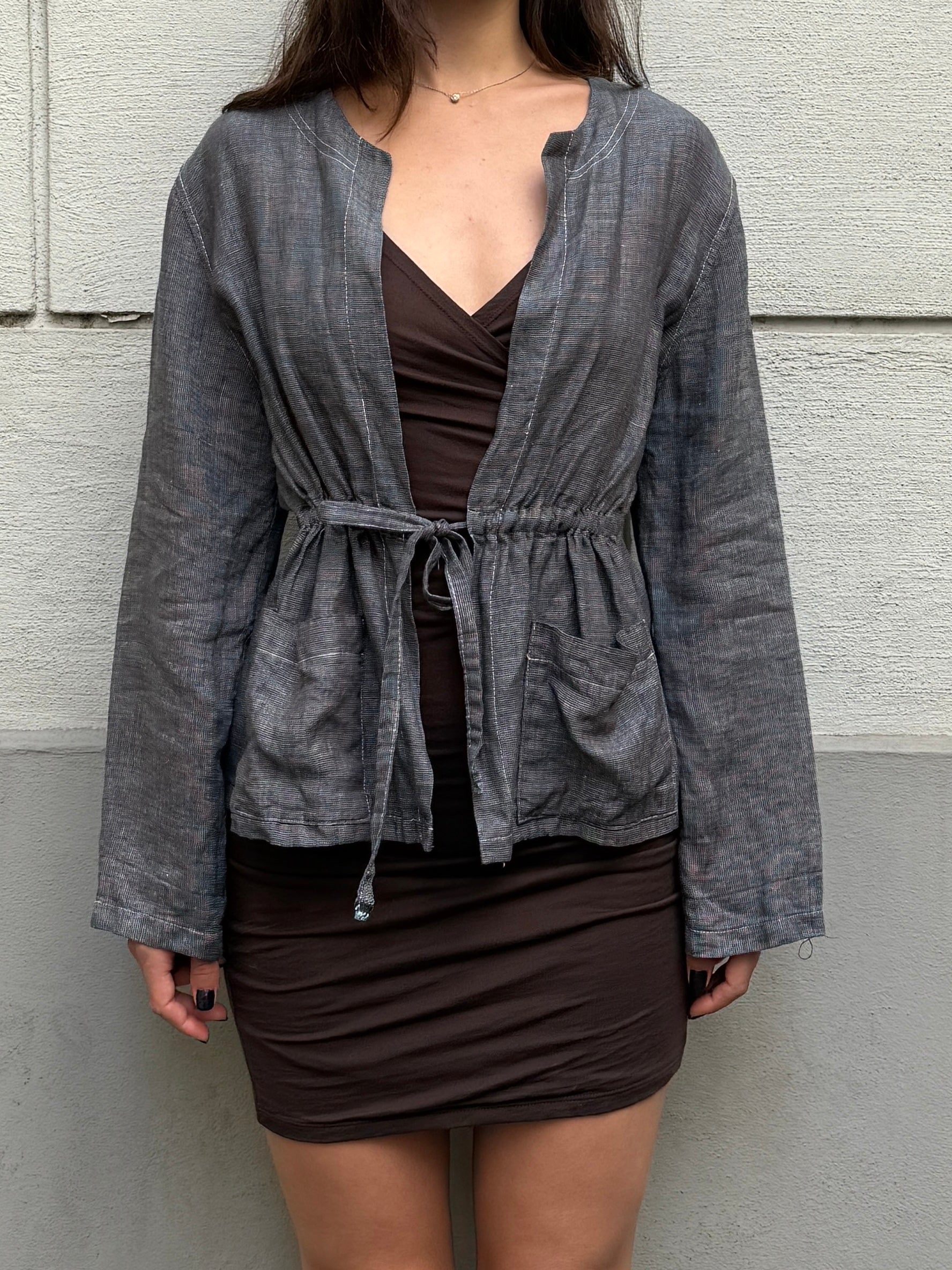 Vintage 100% Linen Dark Gray Jacket M