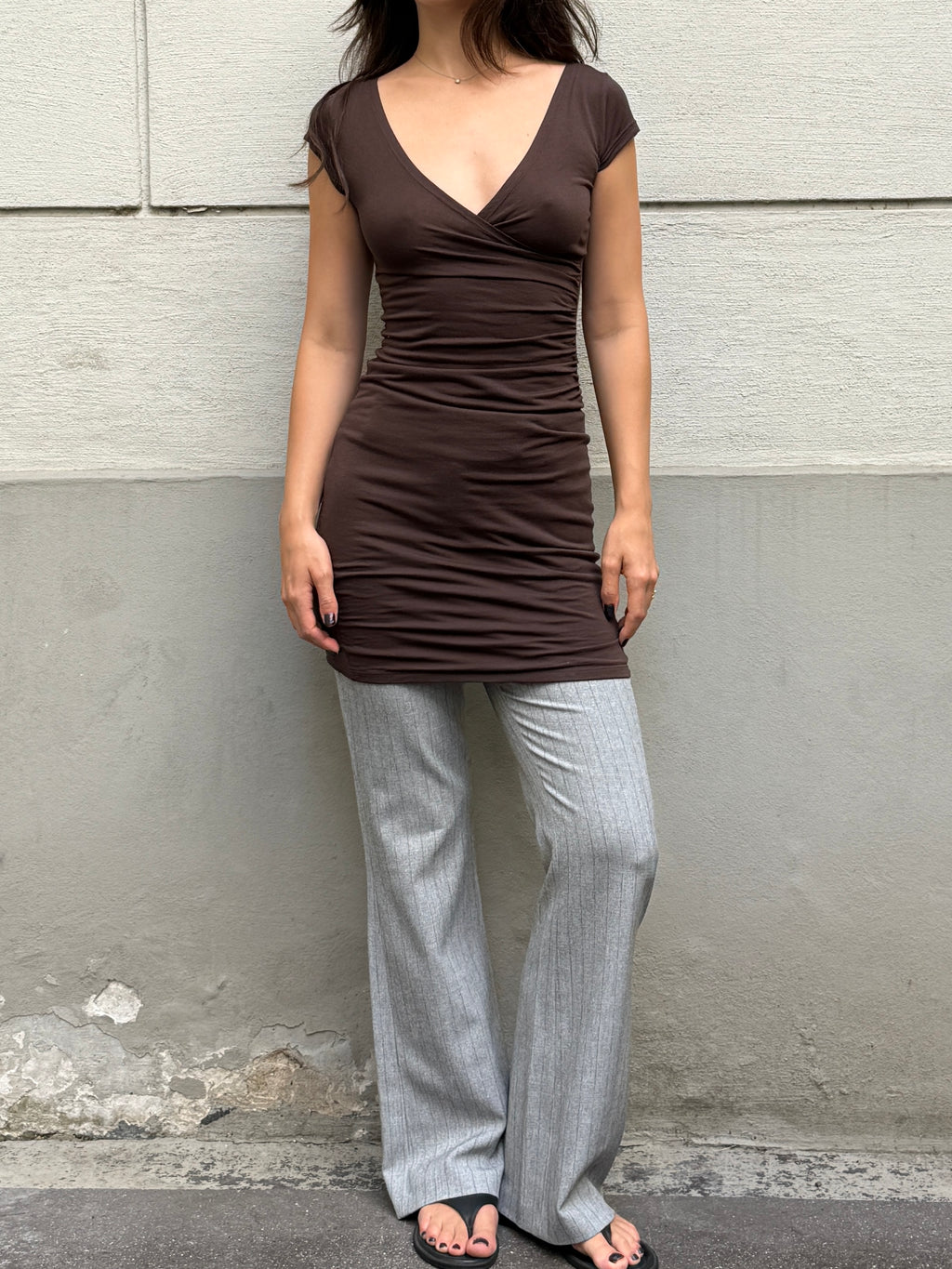 Vintage Y2K Brown Jersey Dress S