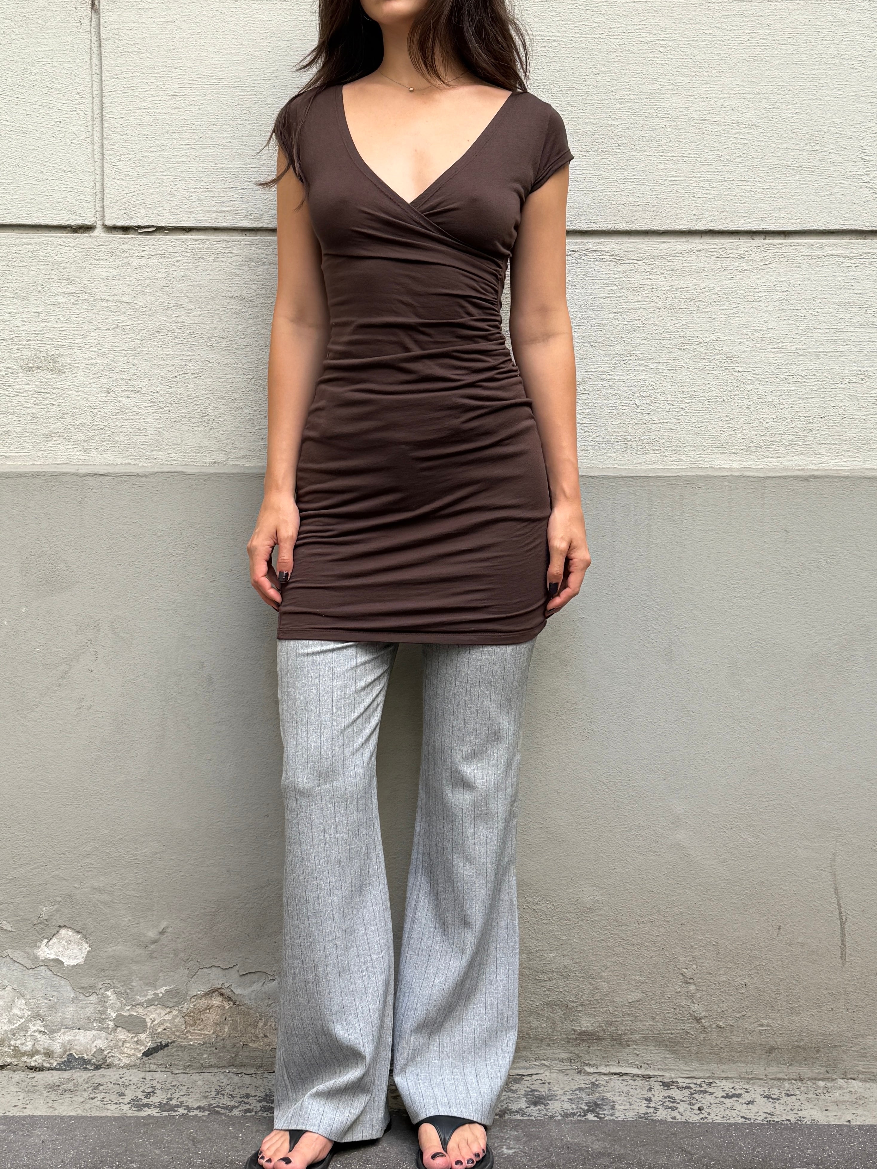 Vintage Y2K Brown Jersey Dress S