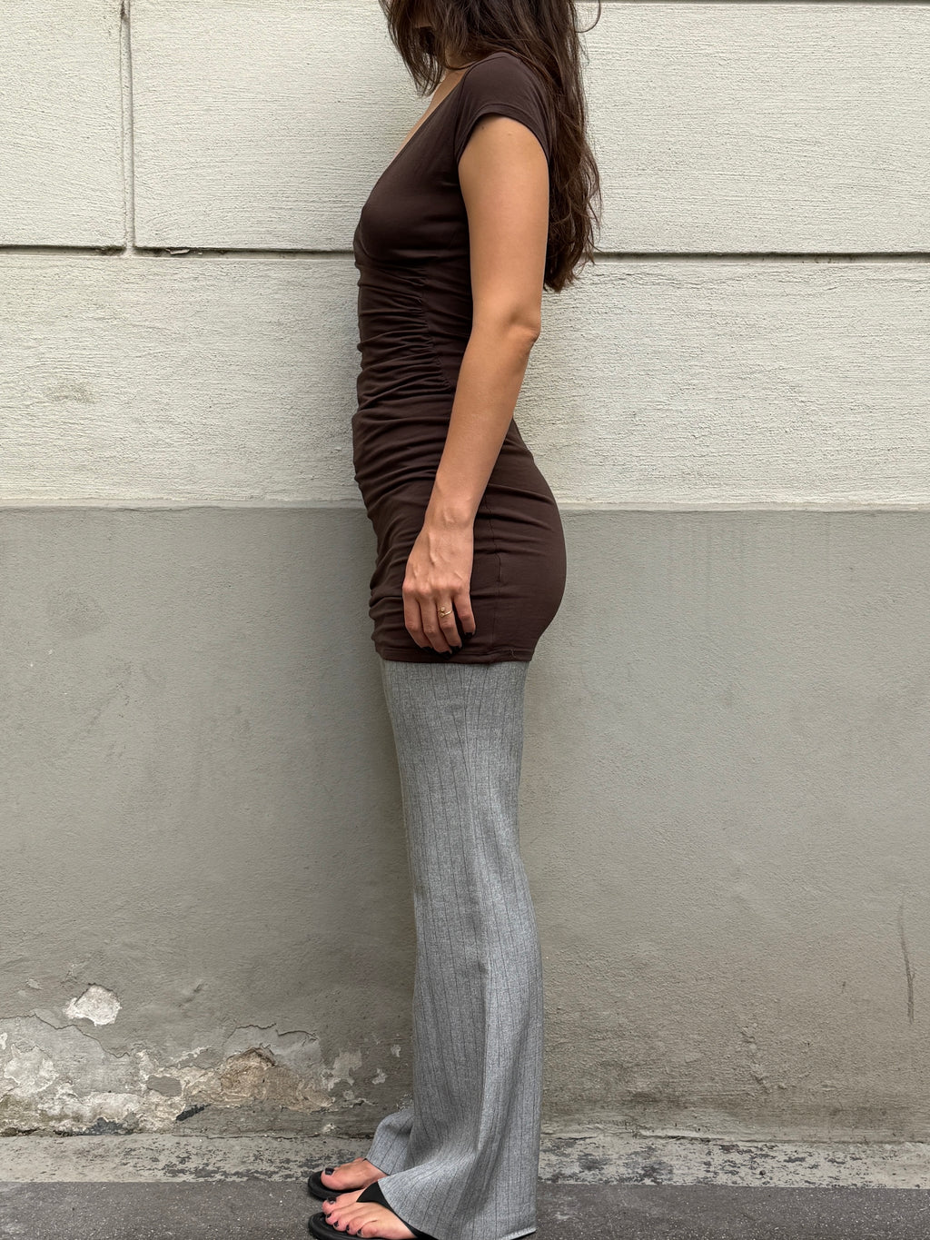 Vintage Y2K Brown Jersey Dress S