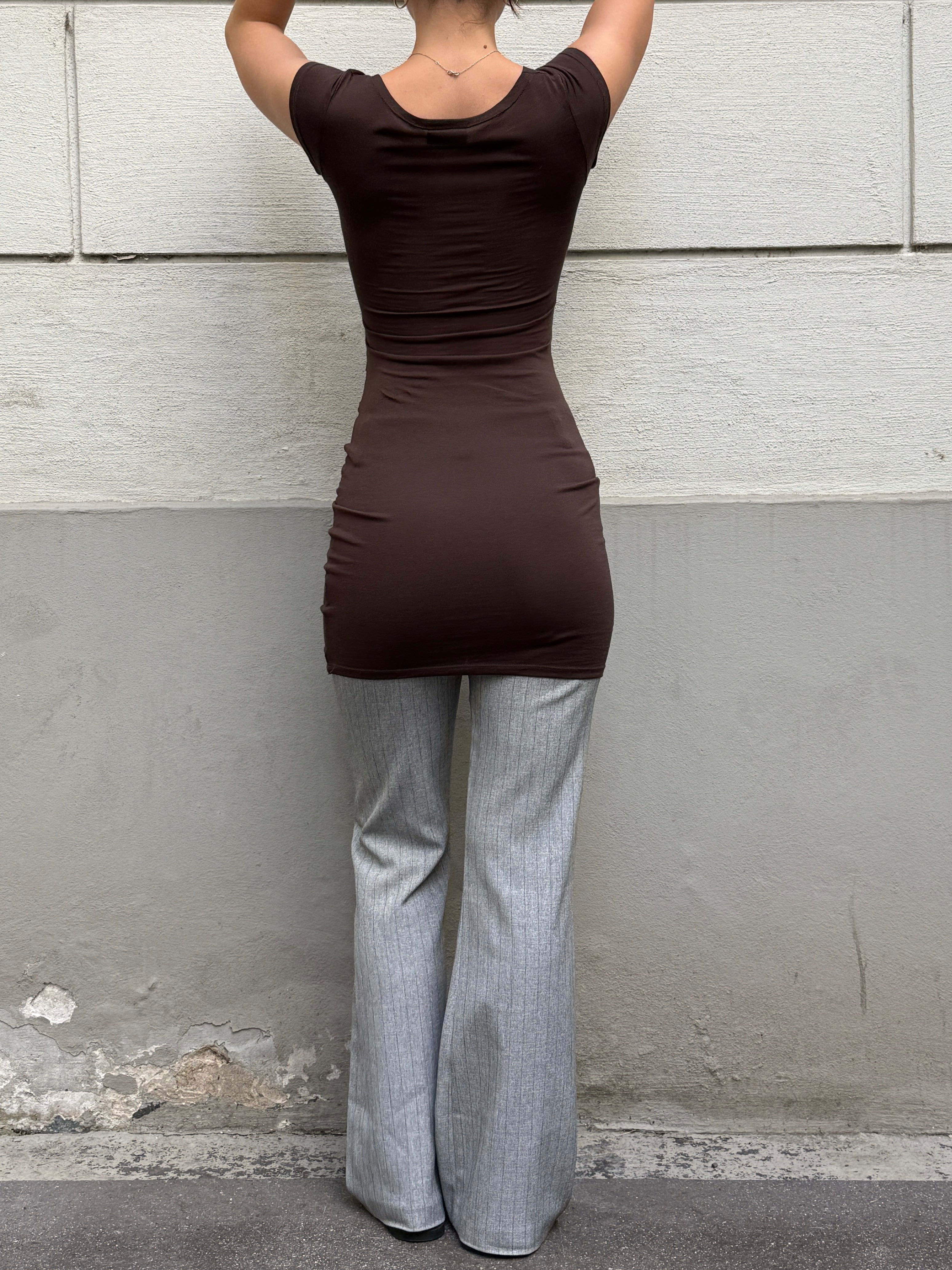 Vintage Y2K Brown Jersey Dress S