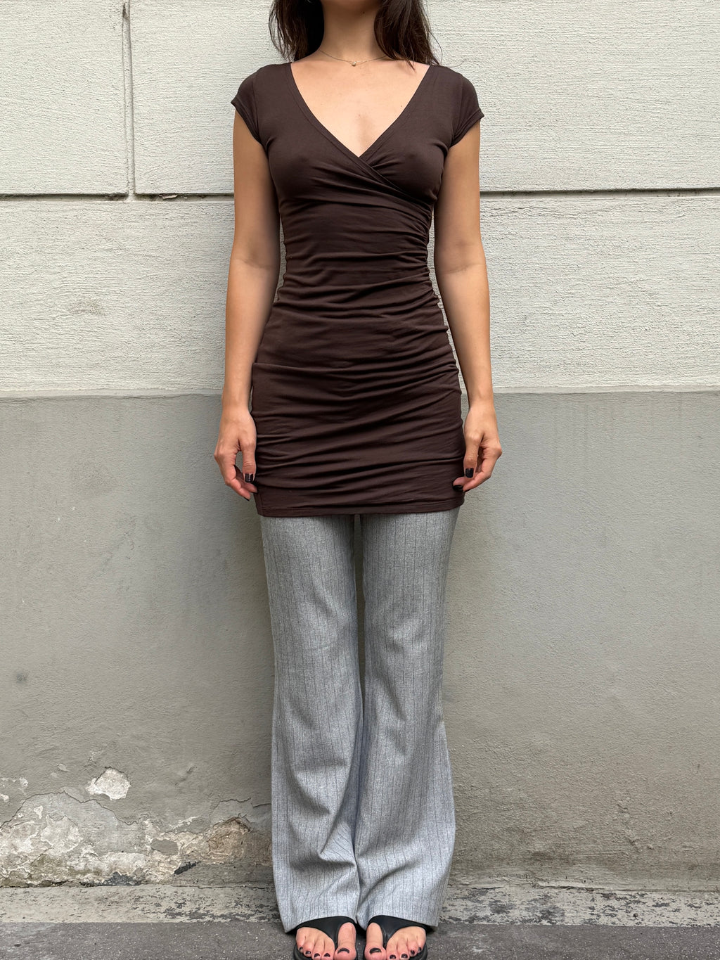 Vintage Y2K Brown Jersey Dress S