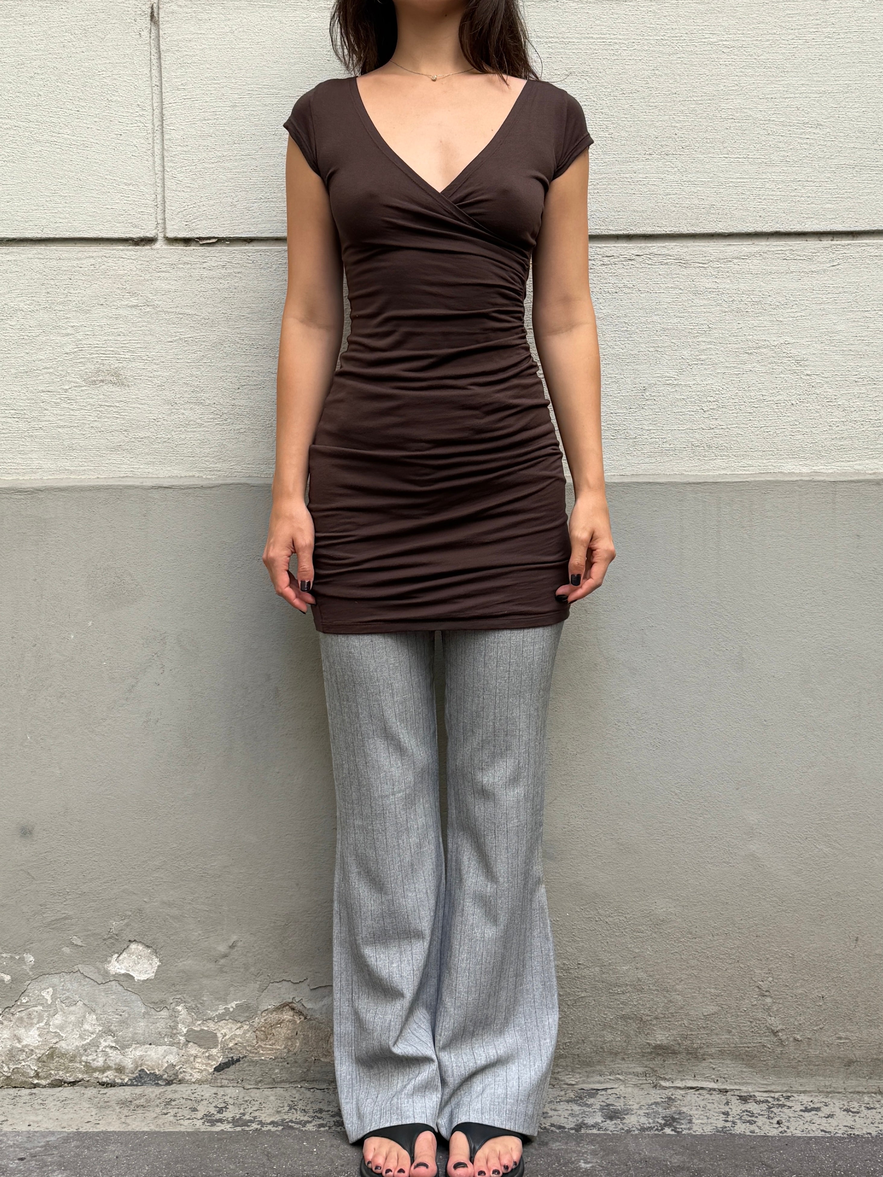 Vintage Y2K Brown Jersey Dress S