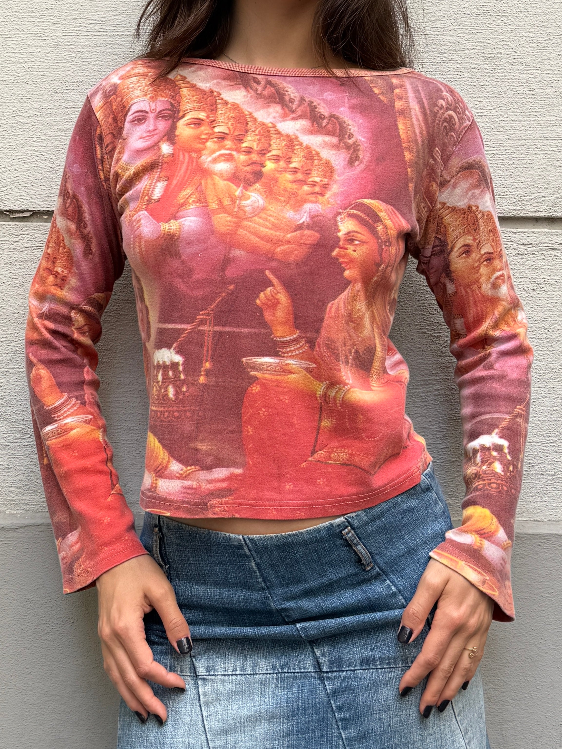 Vintage 100% Cotton Hindu Long Sleeve Shirt S/M