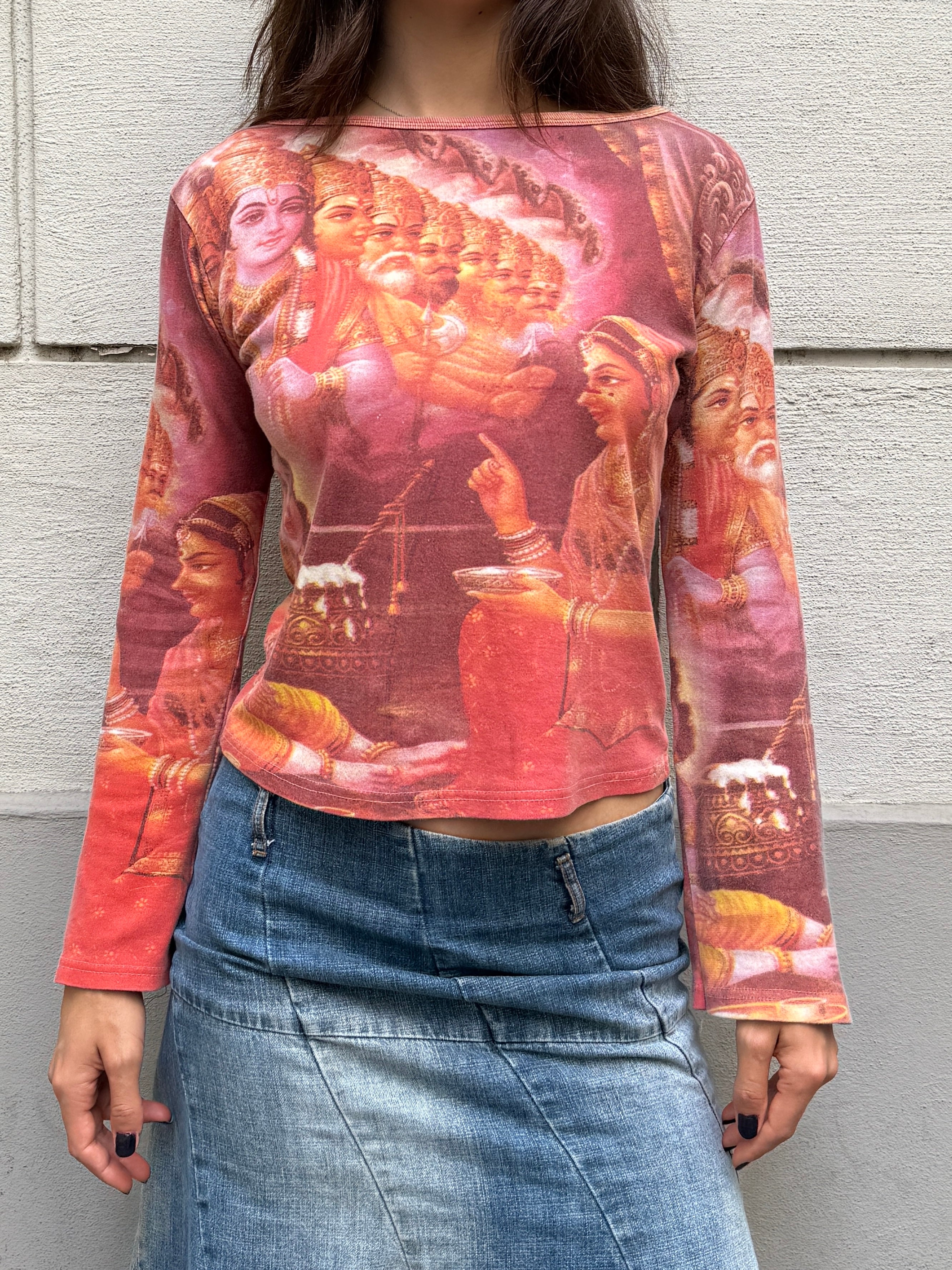 Vintage 100% Cotton Hindu Long Sleeve Shirt S/M