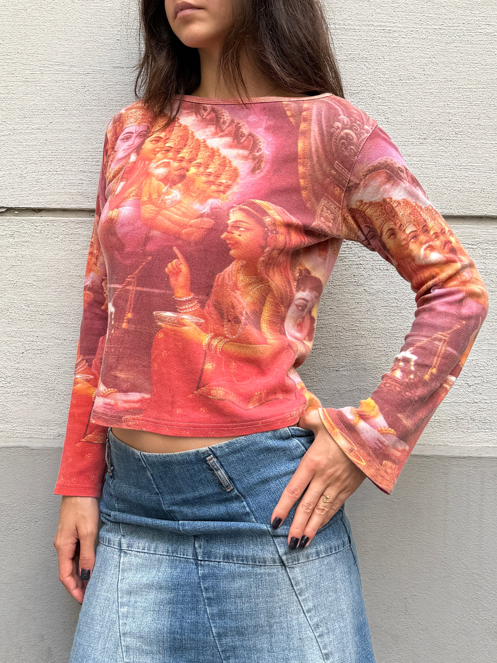 Vintage 100% Cotton Hindu Long Sleeve Shirt S/M