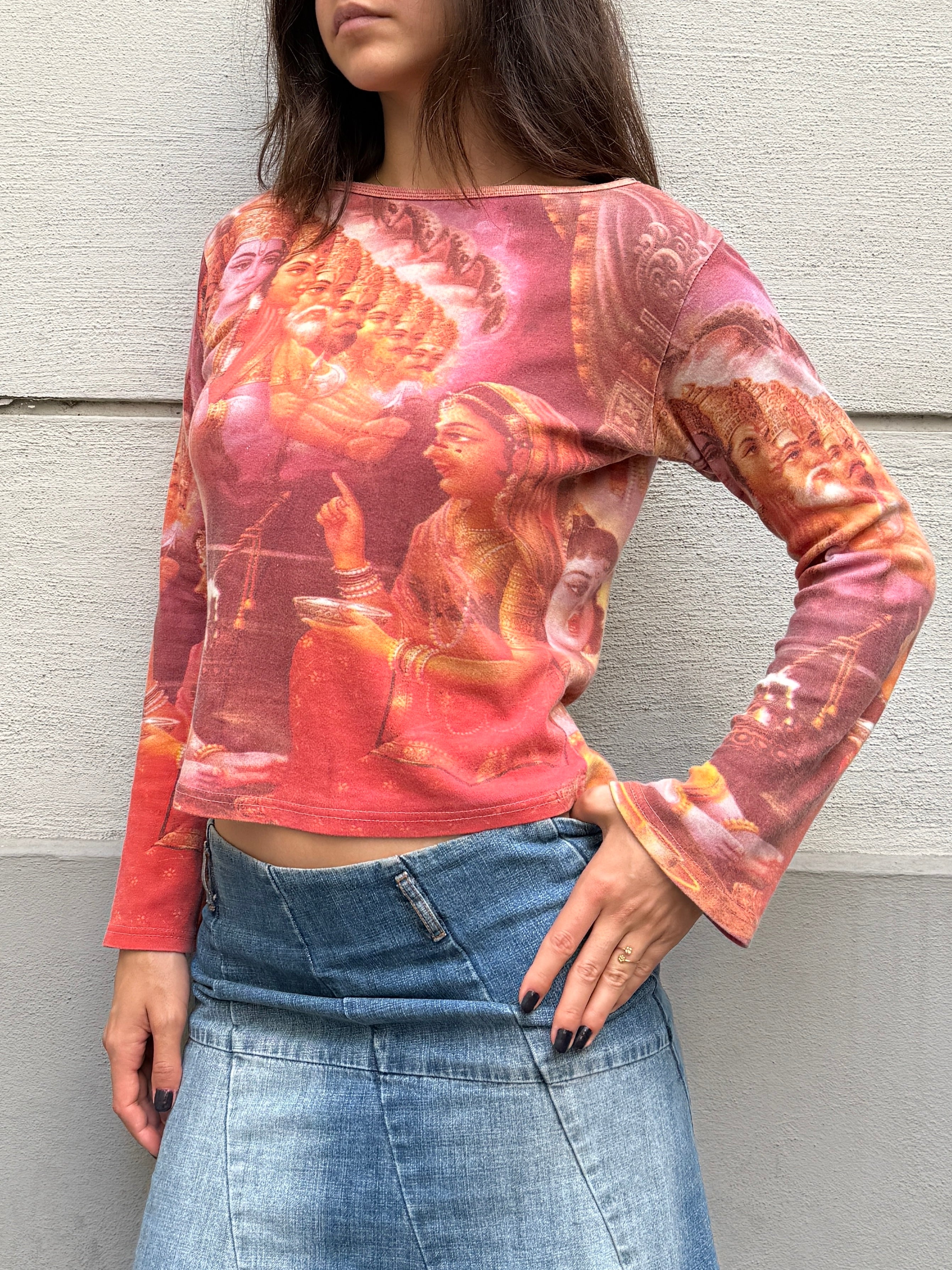 Vintage 100% Cotton Hindu Long Sleeve Shirt S/M