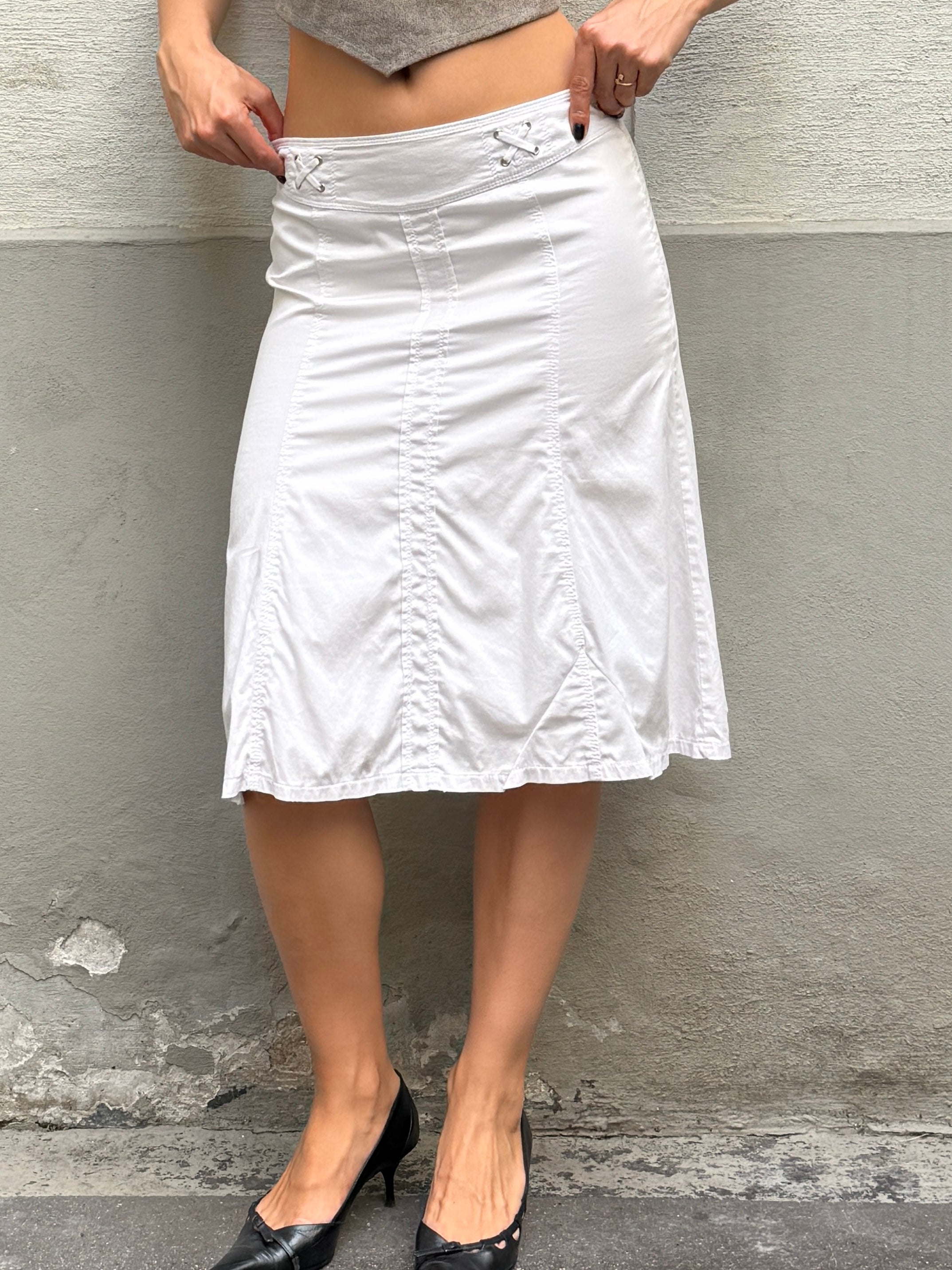 Vintage Y2K White Midi Skirt S/M