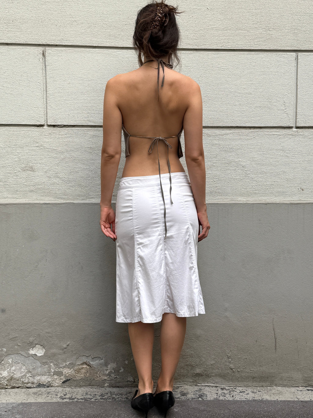 Vintage Y2K White Midi Skirt S/M