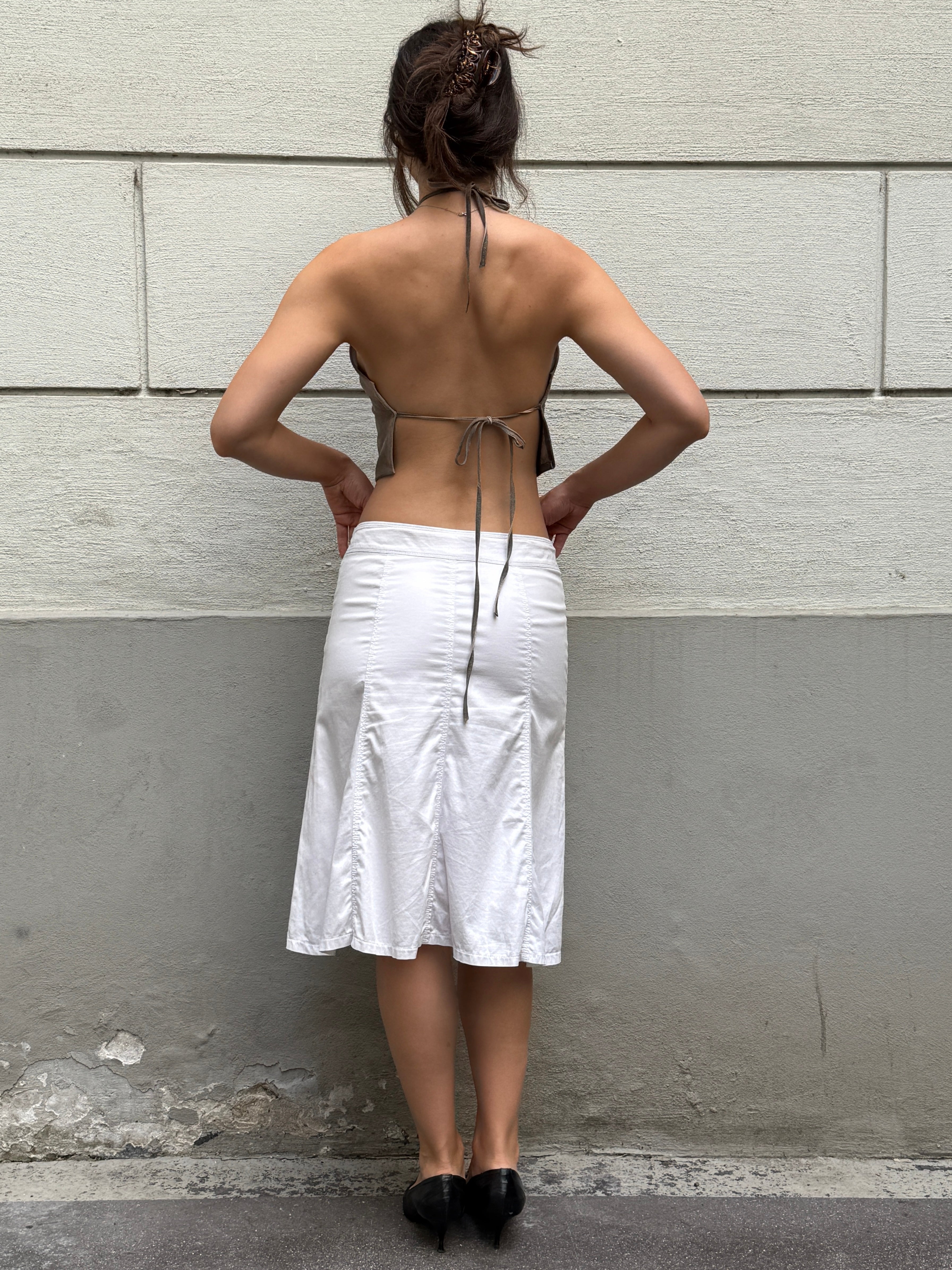 Vintage Y2K White Midi Skirt S/M