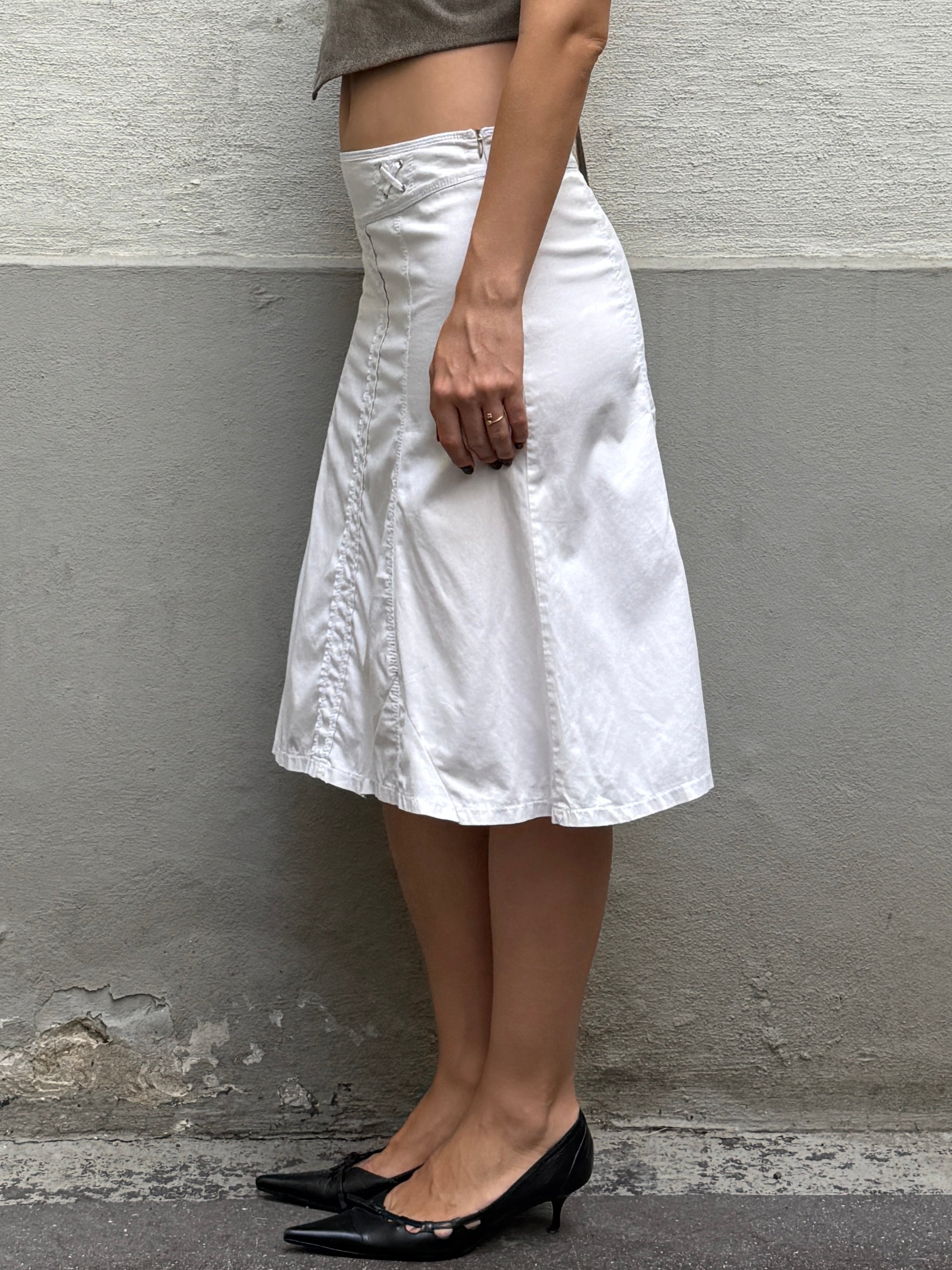 Vintage Y2K White Midi Skirt S/M