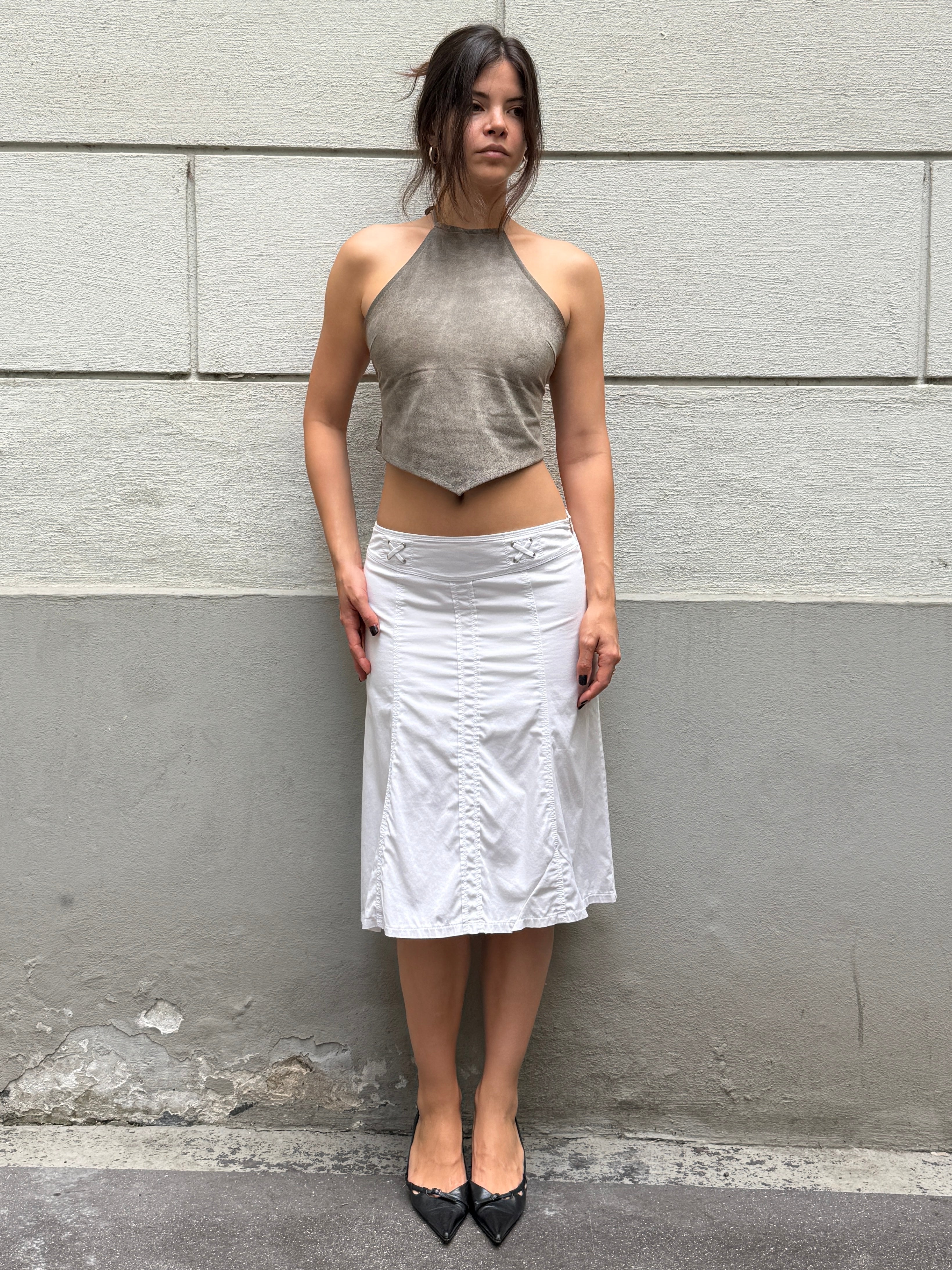 Vintage Y2K White Midi Skirt S/M