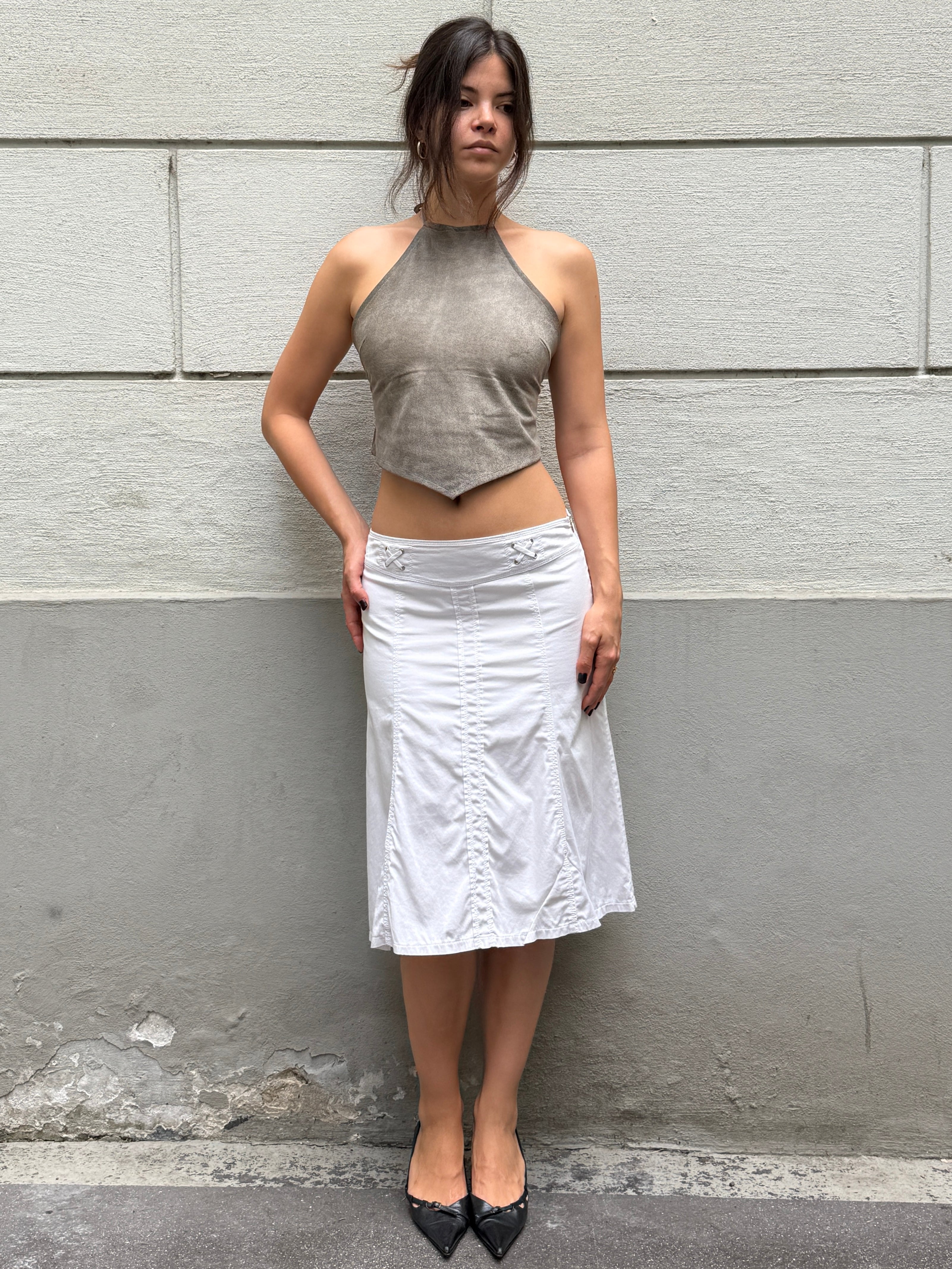 Vintage Y2K White Midi Skirt S/M