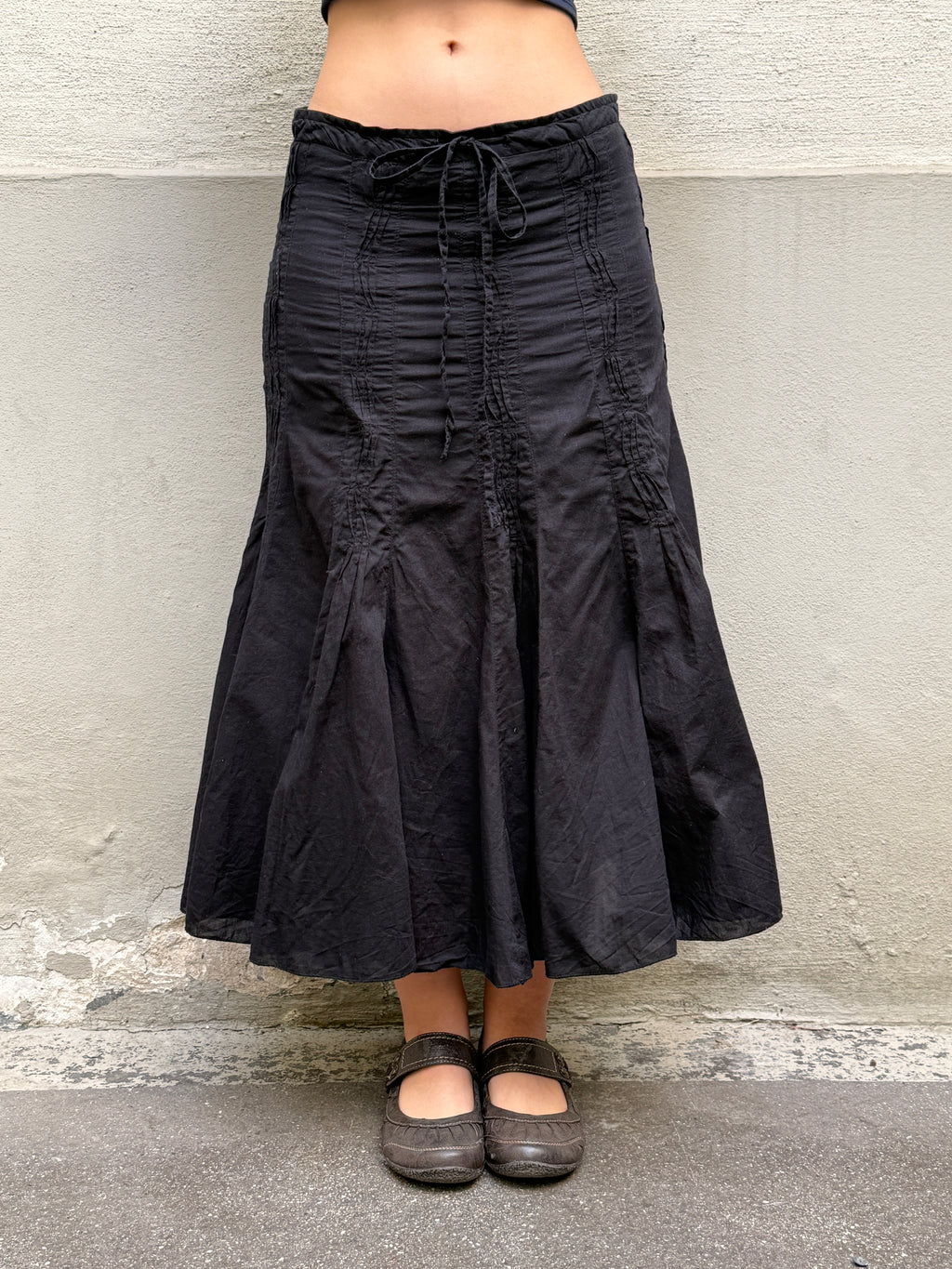 Vintage 100% Cotton Black Midi Skirt XS/S