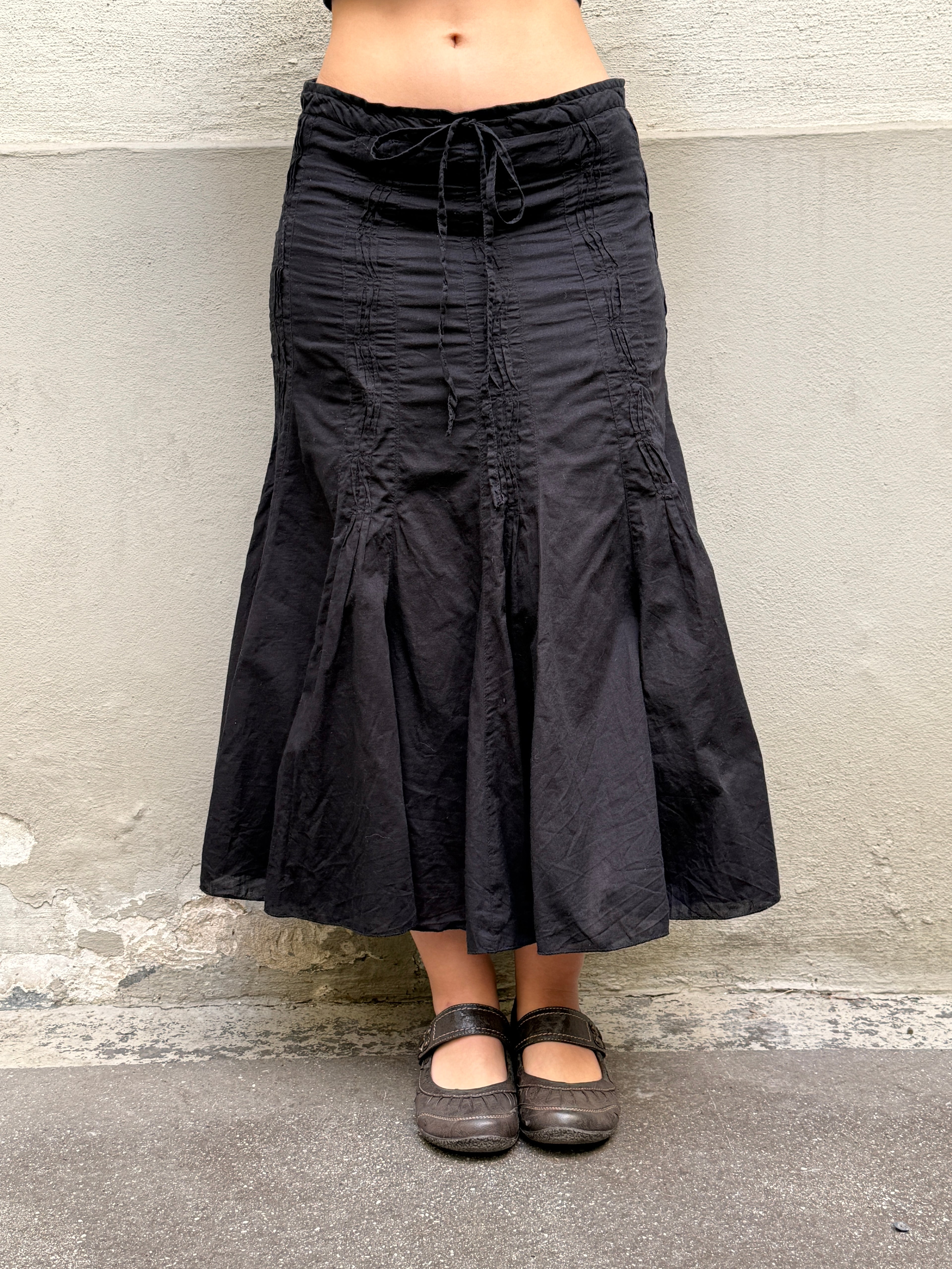Vintage 100% Cotton Black Midi Skirt XS/S