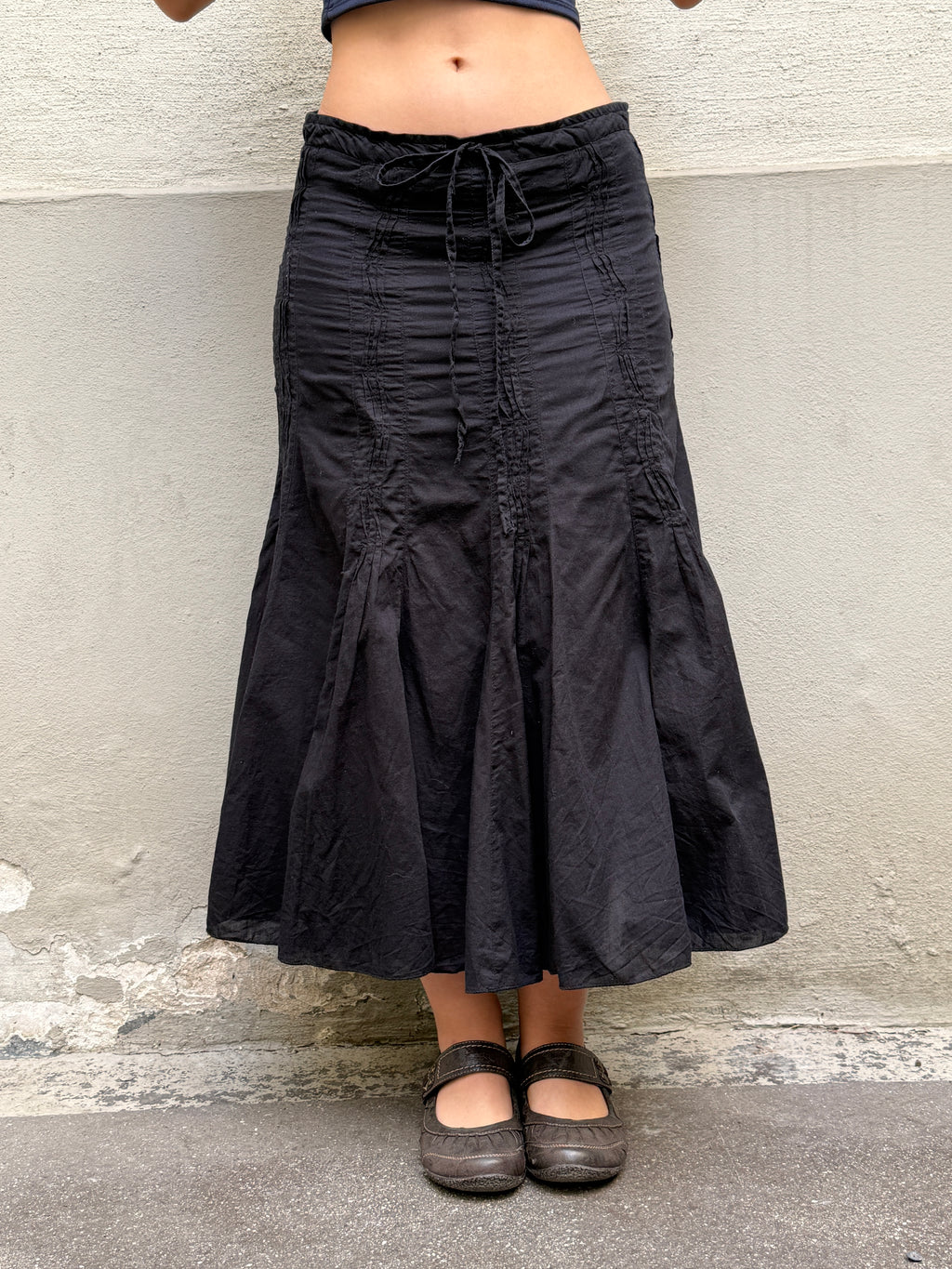 Vintage 100% Cotton Black Midi Skirt XS/S