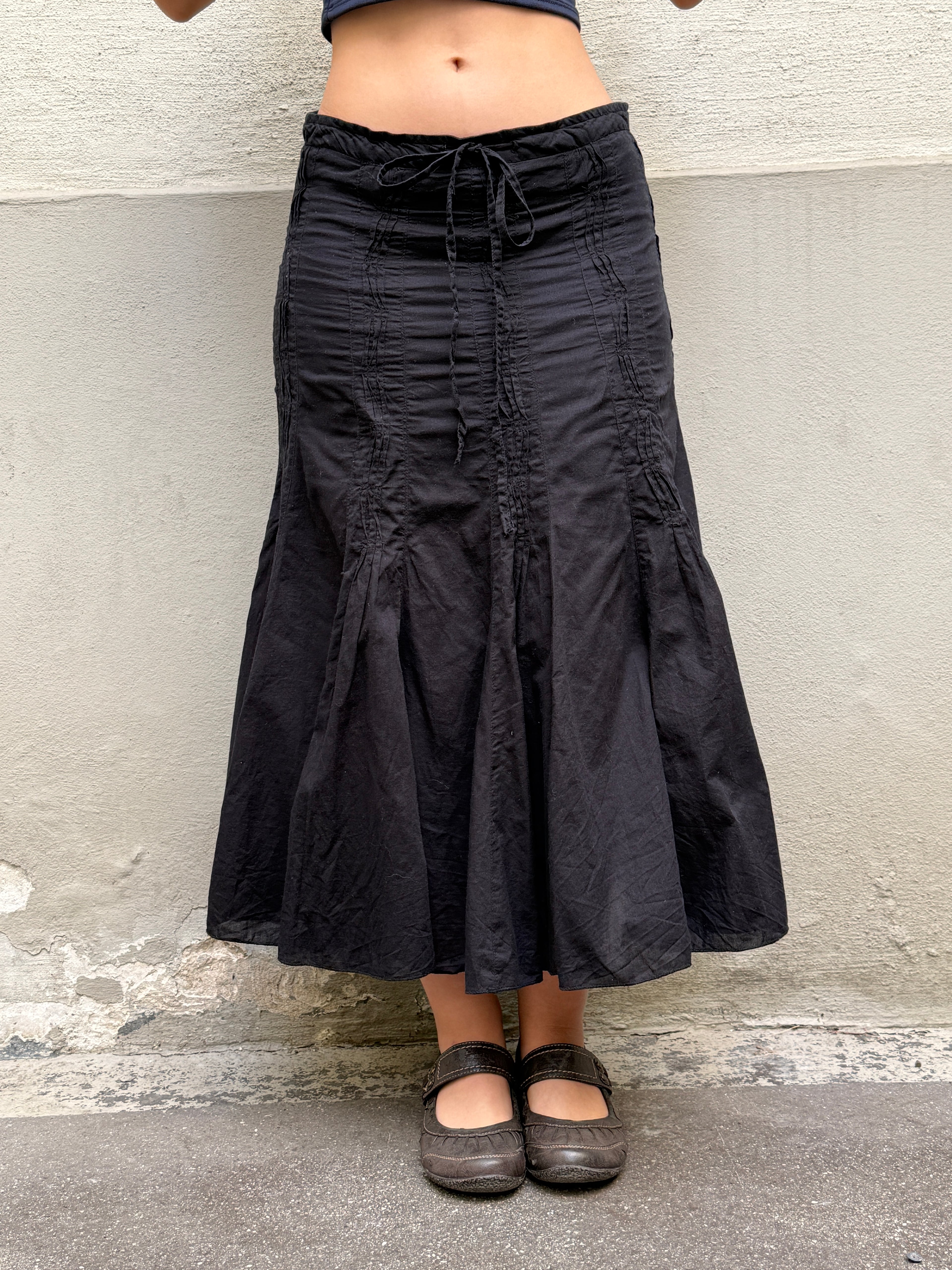 Vintage 100% Cotton Black Midi Skirt XS/S