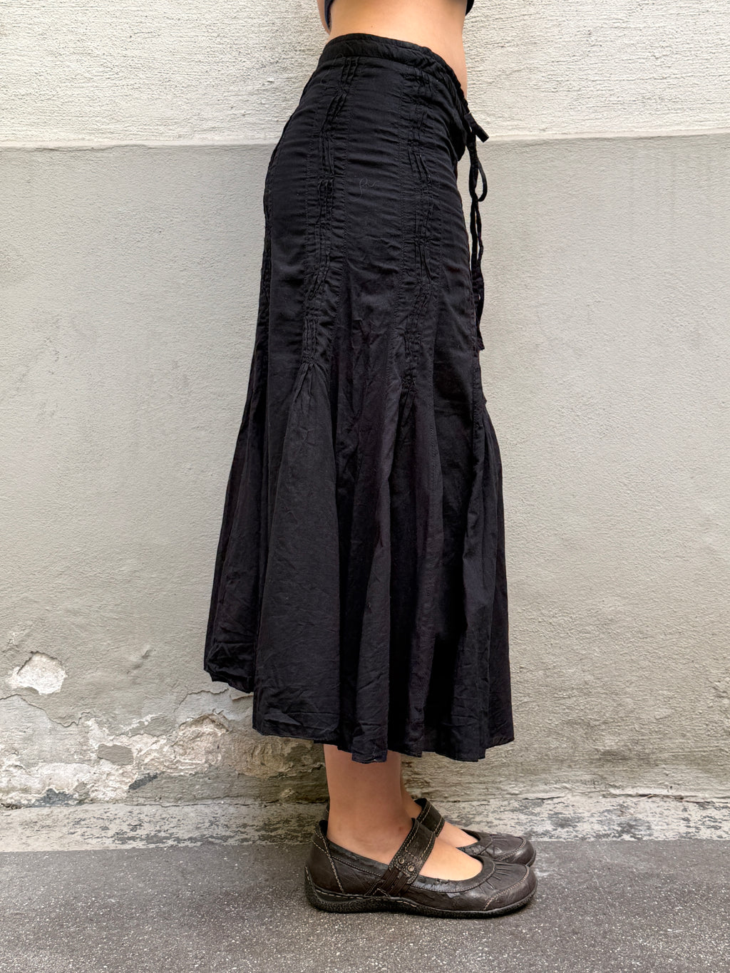 Vintage 100% Cotton Black Midi Skirt XS/S
