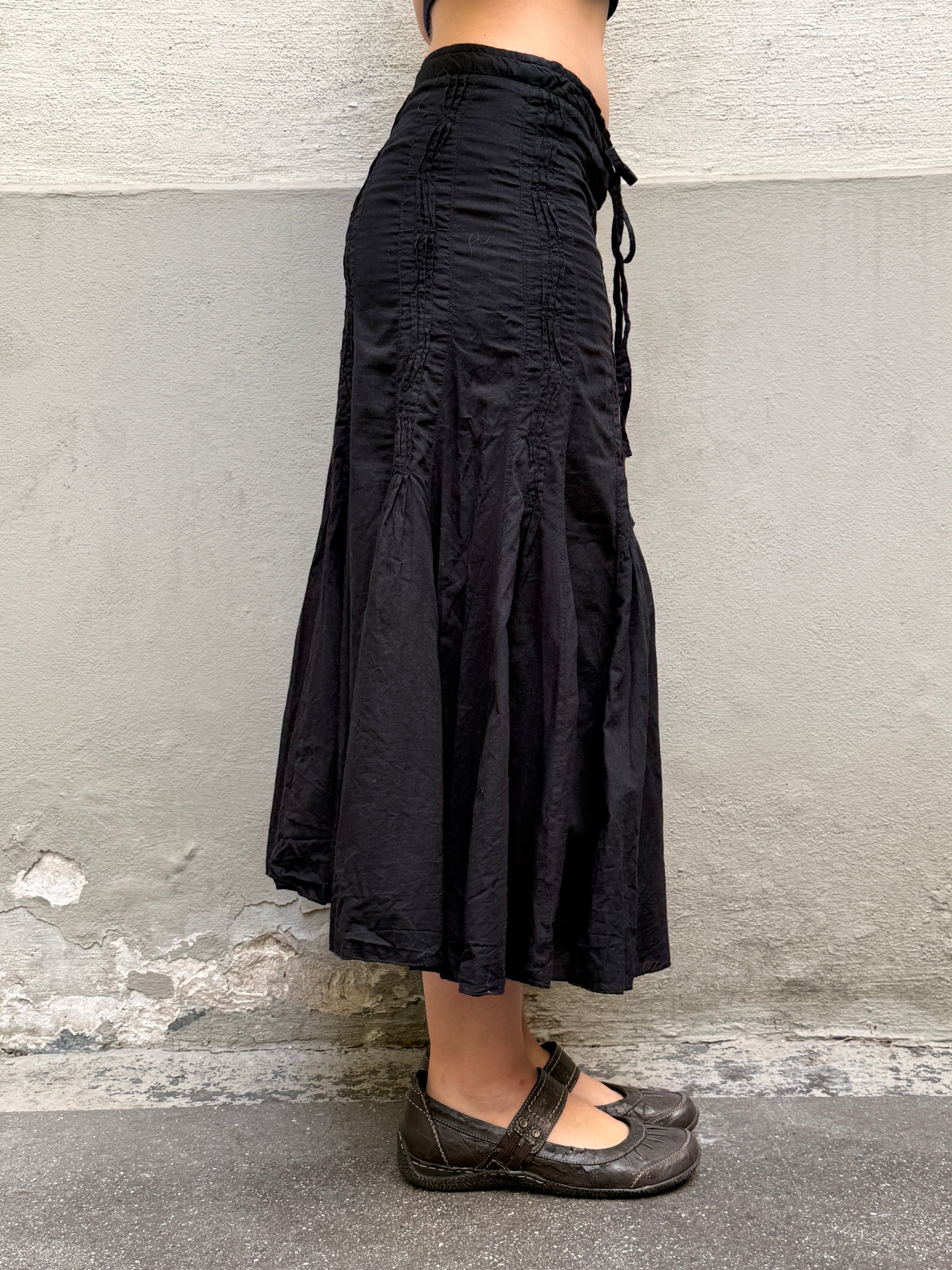 Vintage 100% Cotton Black Midi Skirt XS/S